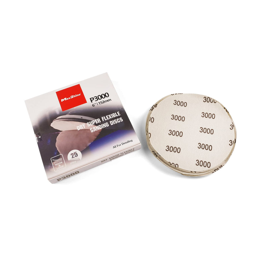 25-Pack Maxshine 6" Universal Sanding Discs – Sandpaper Assortment (3000 Grit) – High-Performance Hook & Loop Discs for Wet or Dry Sanding – Ideal for Automotive & Paint Preparation