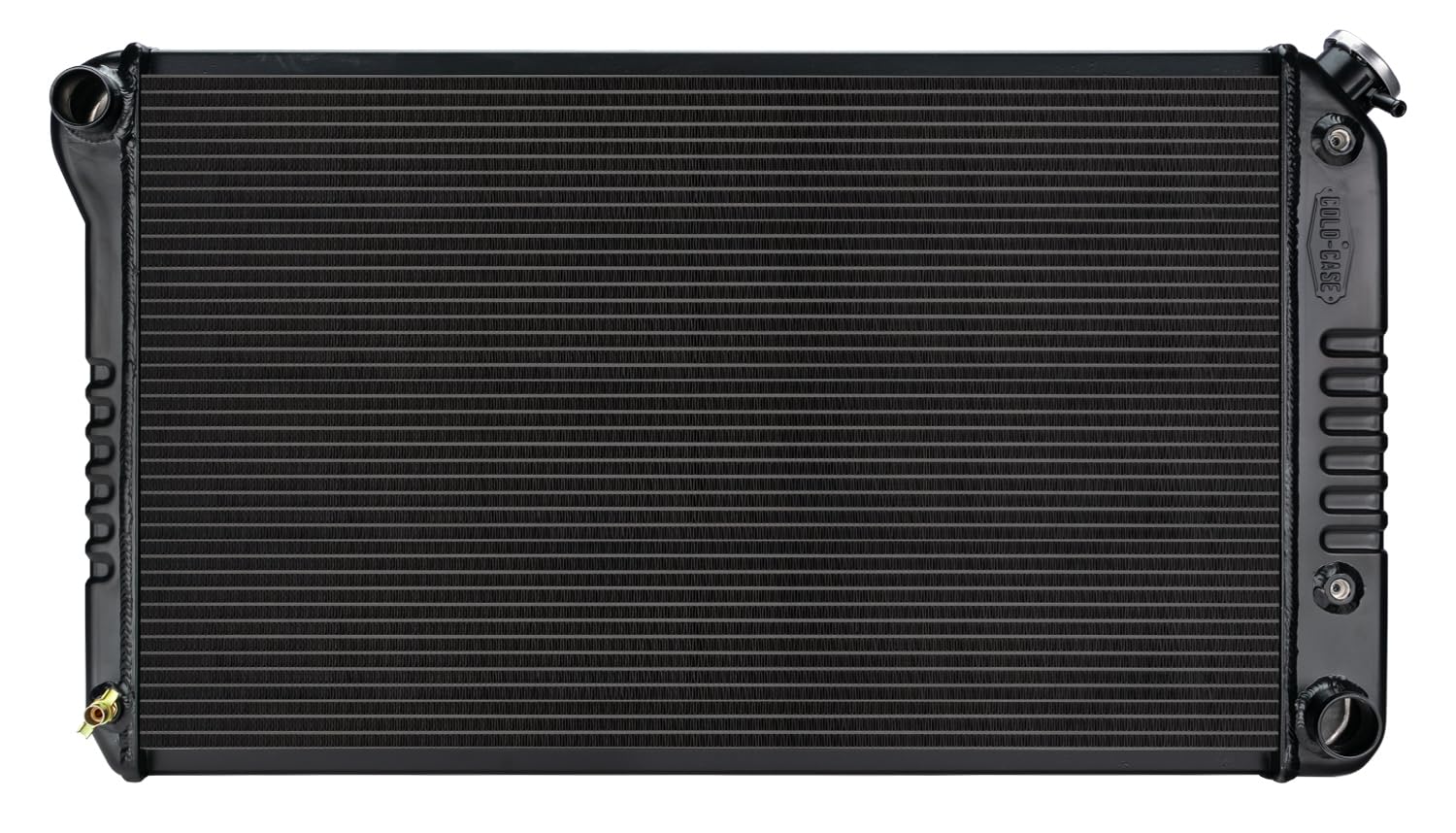 COLD - CASE Black Night Rider Series Cold Case Radiator, 34.75 in W x 18.75 in H x 3 in D, Driver Side Inlet, Passenger Side Outlet, Aluminum, Black Paint, Automatic