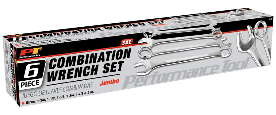 S/6 Performance Tool Jumbo 6-Piece SAE Combination Wrench Set