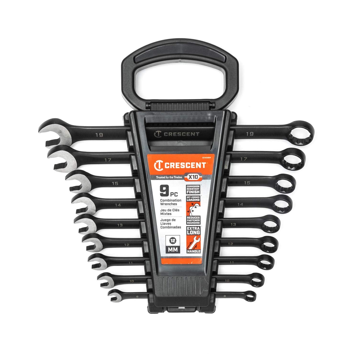 Crescent 12 Point 9 Piece Long Pattern Combination Metric Wrench Set - CCWS9BM