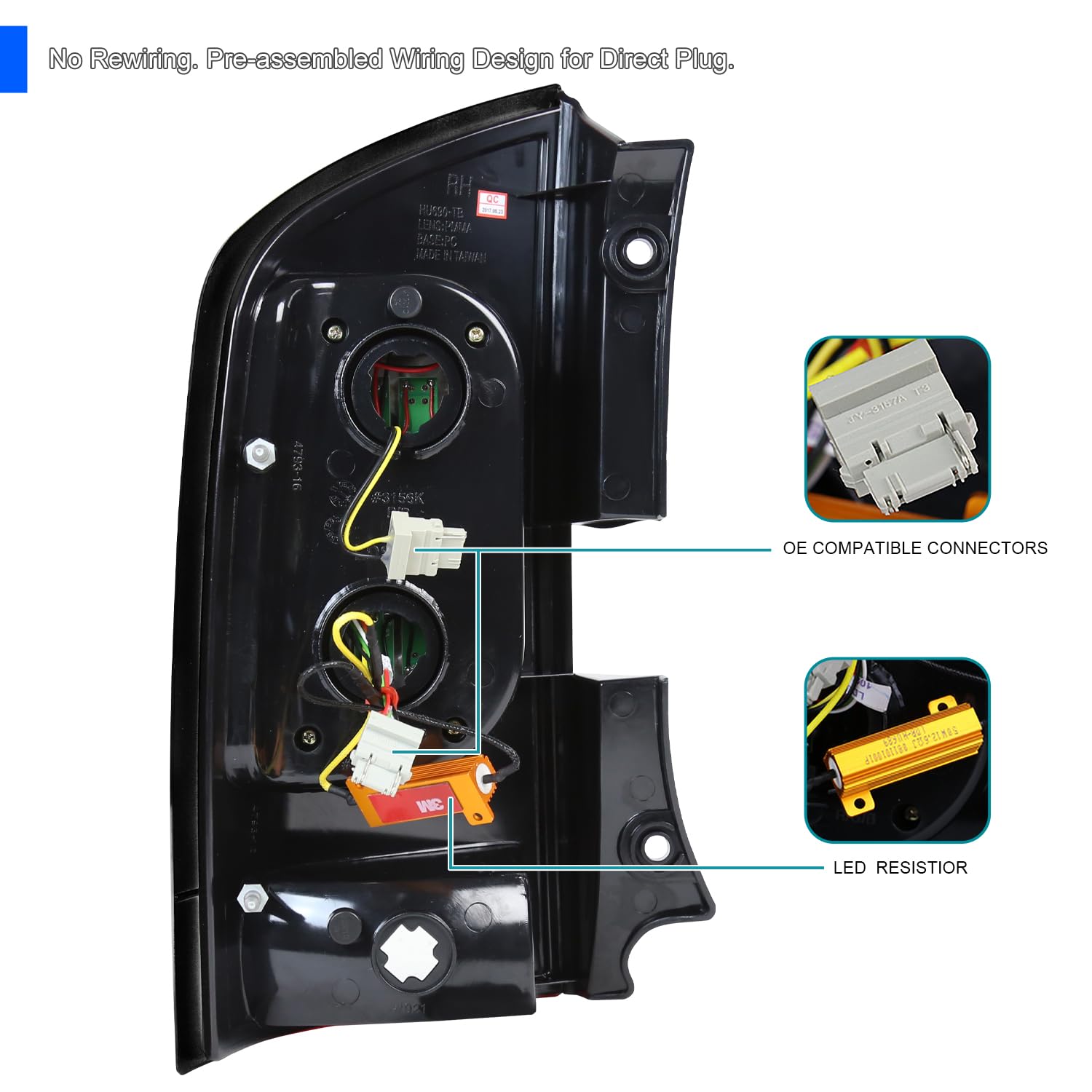 Black LED Tail Lights SPEC-D TUNING w/Signal Lamps Compatible with 2005-2015 Nissan Armada, Left + Right Pair Assembly