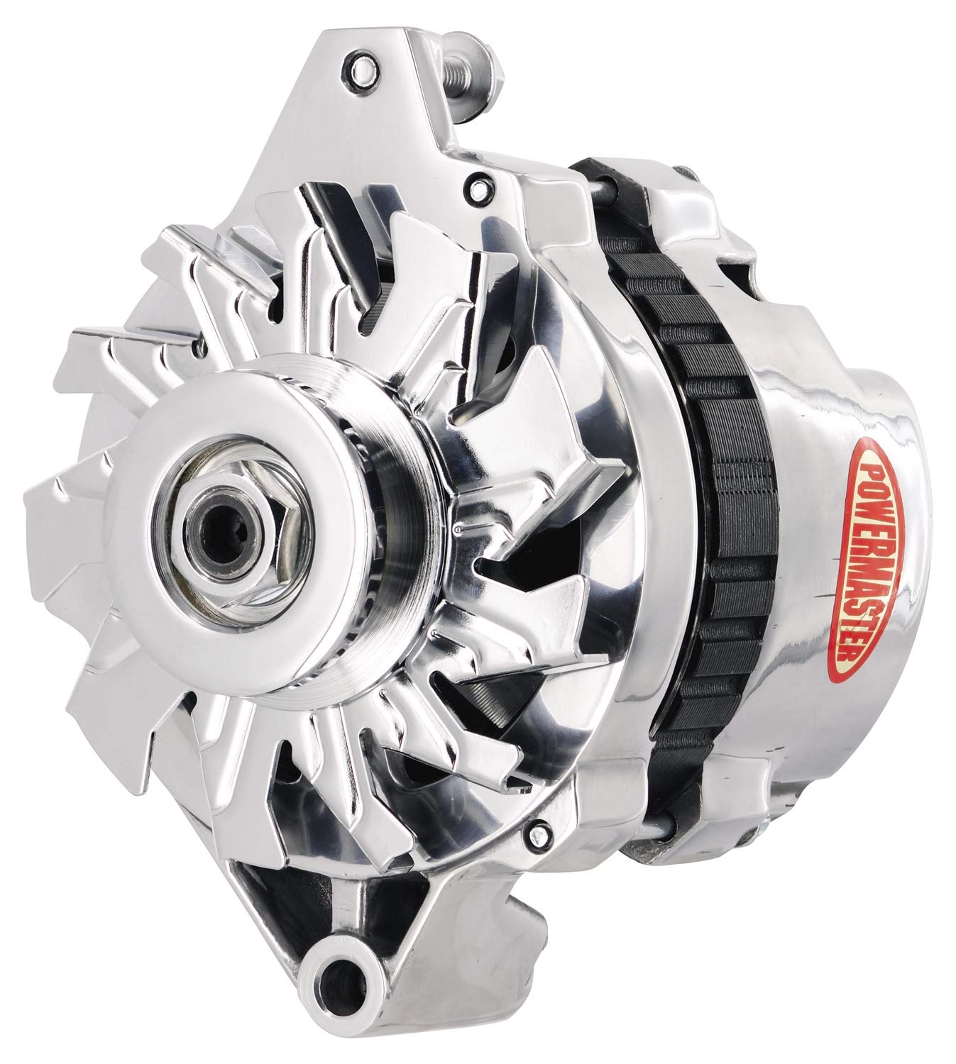Alt GM CS130 Powermaster Polish 105A 6 grv Pulley Baffle & Cone Str MTG 6.61" 1-Wire or OE Hookup