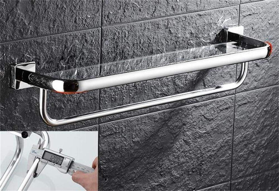 304 stainless steel BTBT bathroom glass shelf with Towel rack, wallmounted bathroom multipurpose racks, (multisize options) Bathroom Shelf (Size : 33cm)