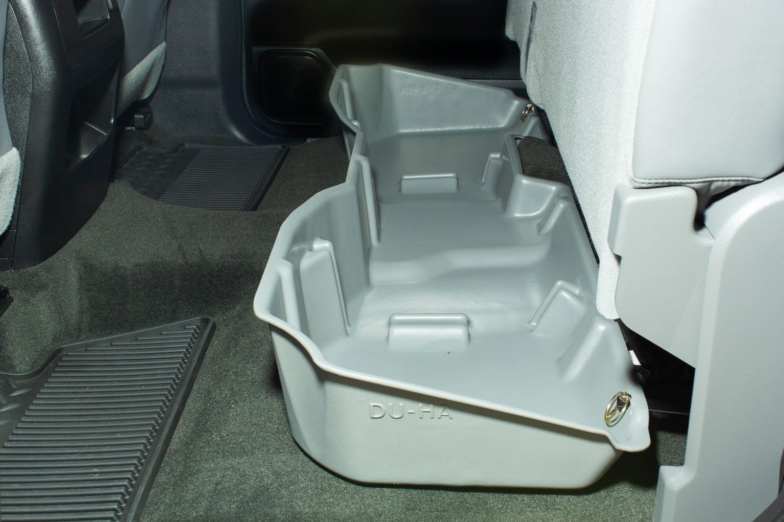 Under Seat Storage DuHa 10300 fits 2014-2018 Silverado/ Sierra Light Duty Crew Cab & 2015-2019 Heavy Duty Crew Cab | Black Heavy-Duty Back Seat Organizer | Includes Dividers