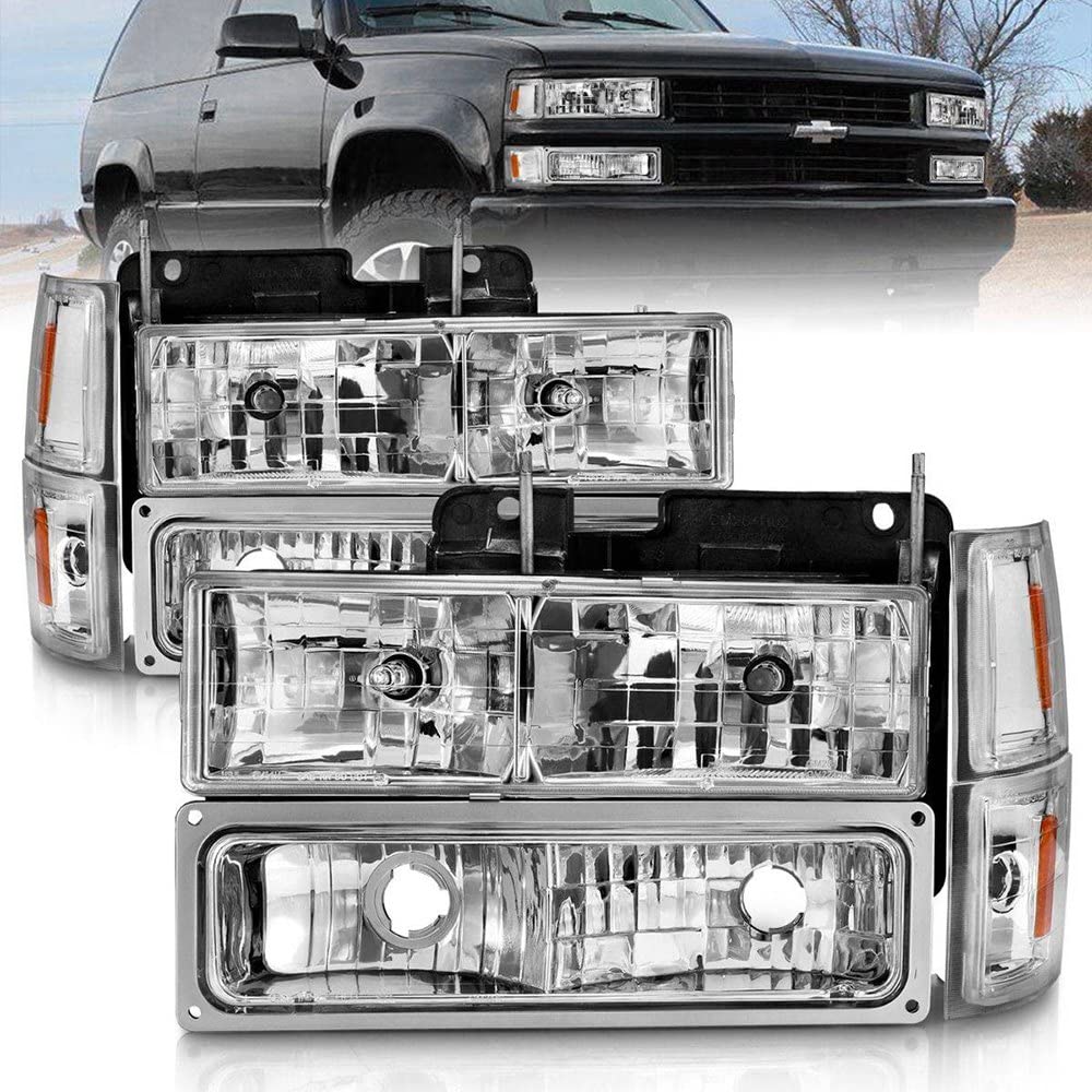 88-98 Chevrolet C1500 Anzo USA Crystal Headlights Chrome w/Signal and Side Marker Lights (111506)