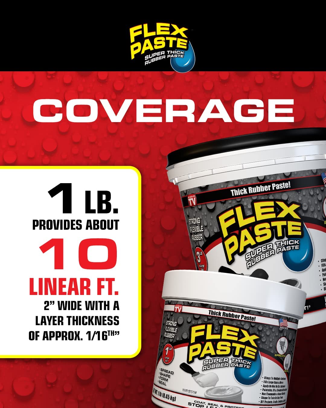 Flex Paste, Waterproof Putty Paintable Sealant, Fill Gaps Cracks Holes - Block Out Water and Air - UV Resistant - Walls, Drywall, EPDM, Concrete, Roof, RV Repairs, White, Half-Quart