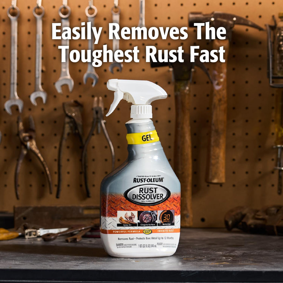 Rust-Oleum Trigger Spray Gel Rust Dissolver | Heavy-Duty Corrosion Remover for Metal Tools, Cars, Bikes, Grills, Bolts, Firearms & More | 32 oz