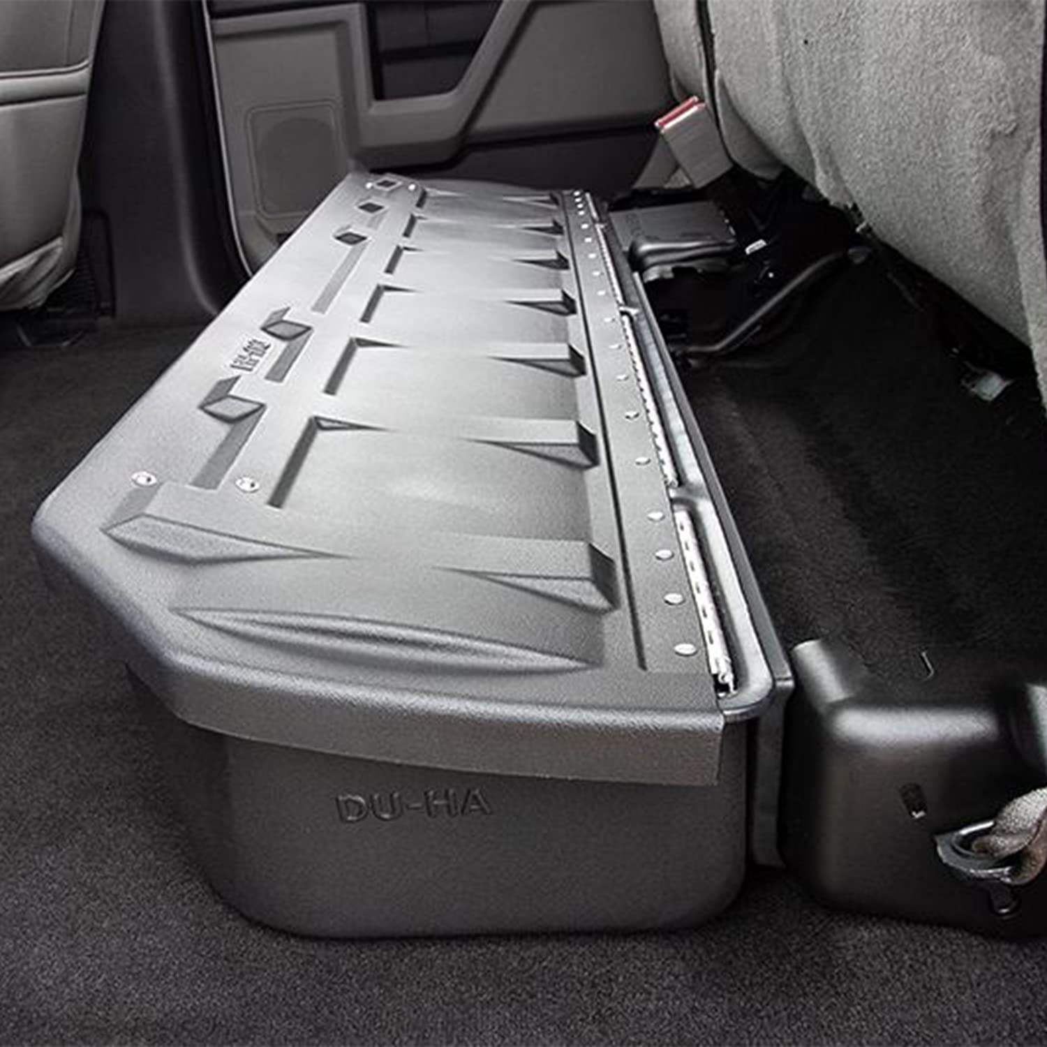 Lockable DU-HA Under Seat Storage fits 2015-2024 Ford F150 Super Crew Cab & 2017-2024 F250 F350 F450 F550 Super Duty Crew Cab | Black Heavy-Duty Back Seat Lockbox, Includes 2 Keys | 20116