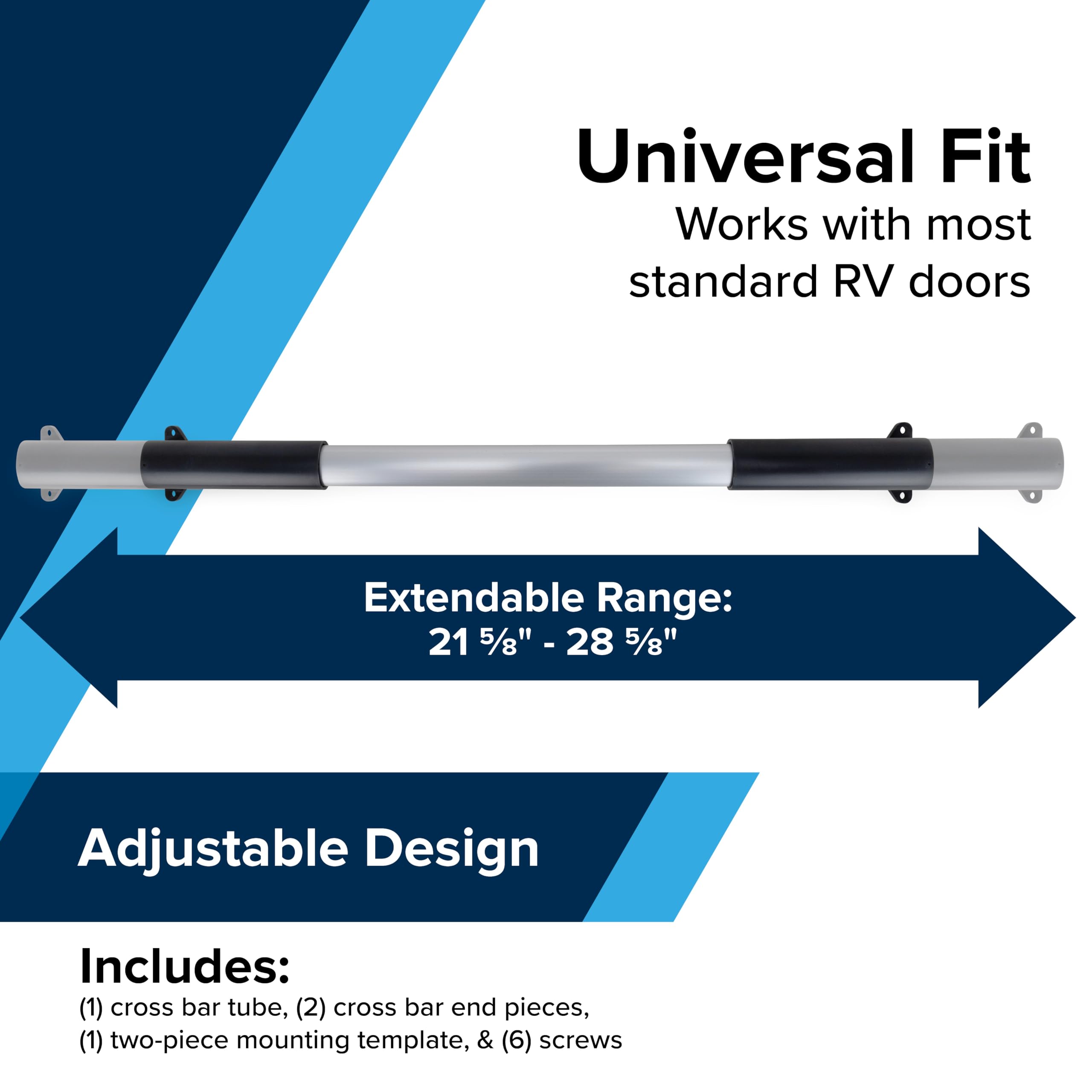 Camco Screen Door Cross Bar Camper/RV - Protects The Door & Allows for Easier Exit from Travel Trailer - Adjusts from 21-5/8-Inches to 28-5/8-Inches (42183)