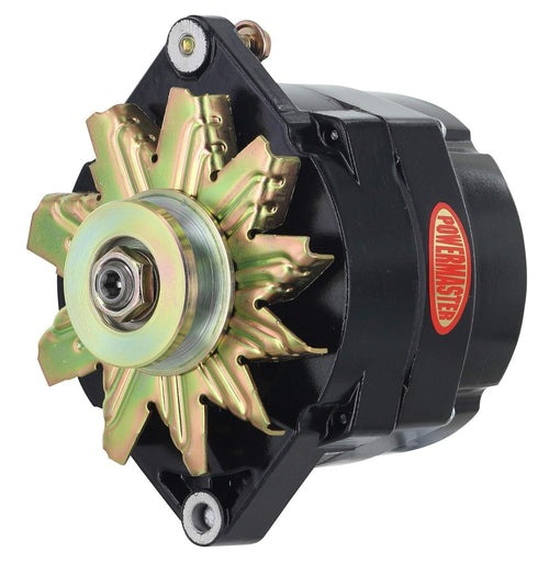 Black Powermaster 8-56101 Alternator (Upgrade 100A 1V Pulley 1 Wire Motorola Replacement 1" Mating flange)