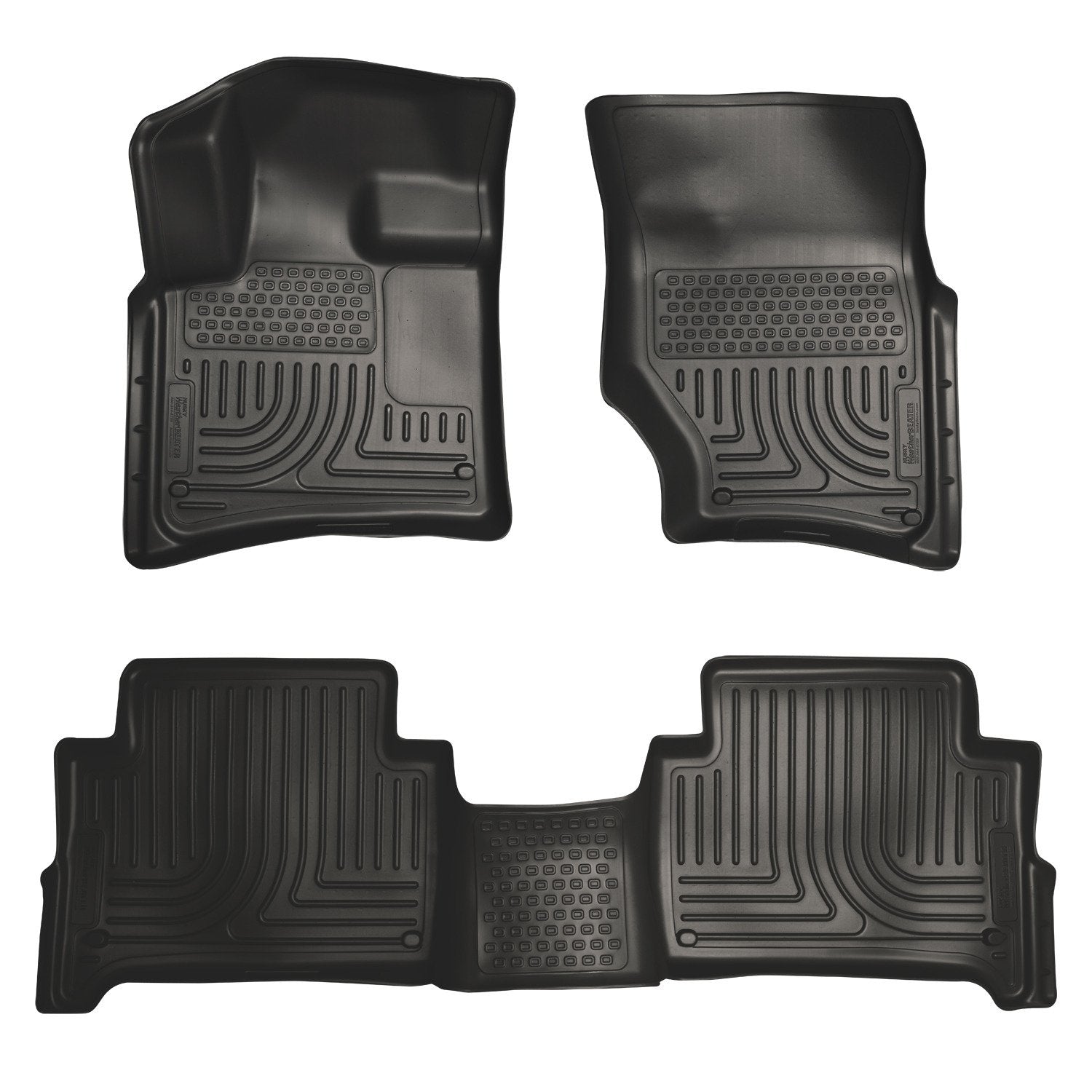Husky Liners Floor Mats Weatherbeater | Fits 2007-2015 Audi Q7 | Front & 2nd Row, 3-pc Black - 96421