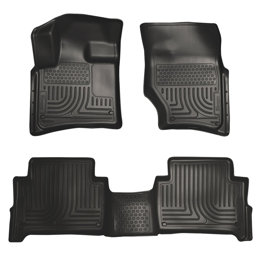 Husky Liners Floor Mats Weatherbeater | Fits 2007-2015 Audi Q7 | Front & 2nd Row, 3-pc Black - 96421