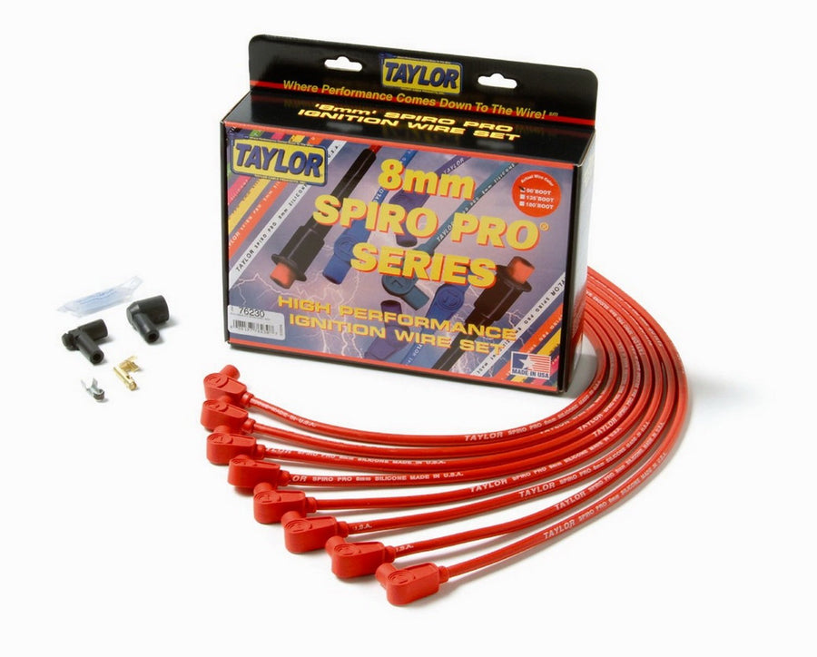 Spiro-Pro Taylor Cable 76230 Spiro-Wound Core Red Spark Plug Wire Set