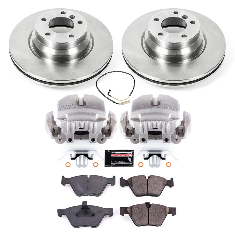 Power Stop Autospecialty KCOE5767 Replacement Front Caliper Kit-Rotors, Ceramic Brake Pads, Calipers For BMW 330xi 2006 [Model Specific]