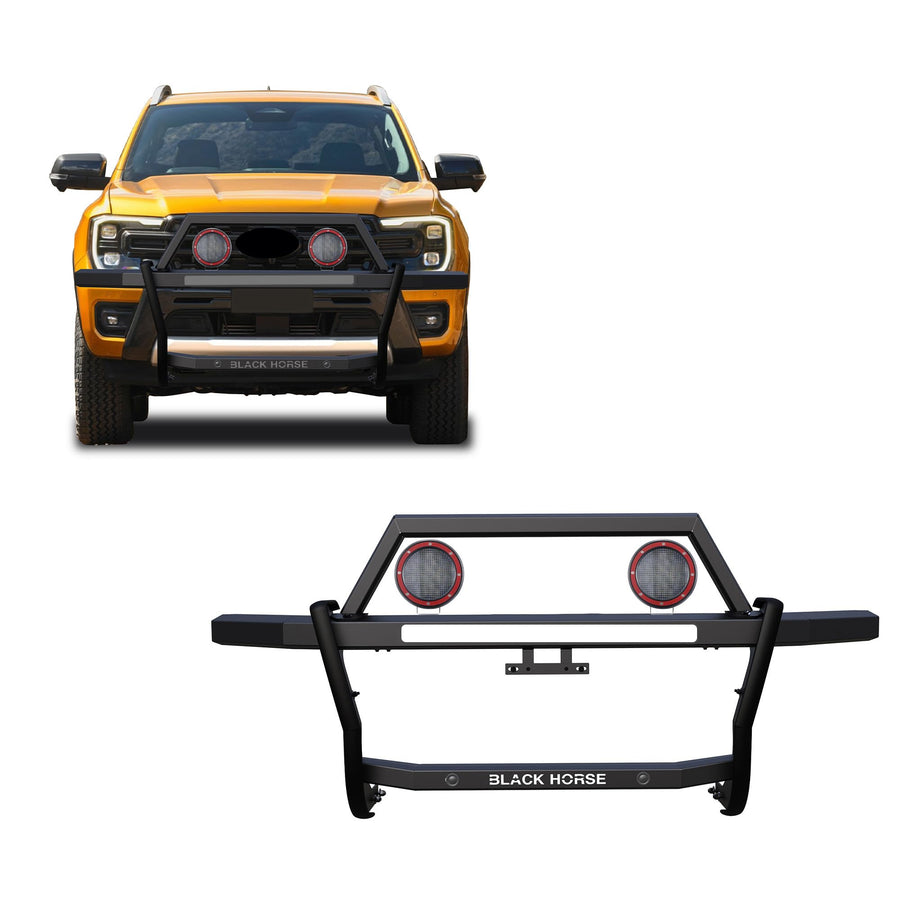 Rambler Black Horse Grille Guard Kit Modular Black Compatible with 2019-2023 Ford Ranger-RAGF10-PLFR