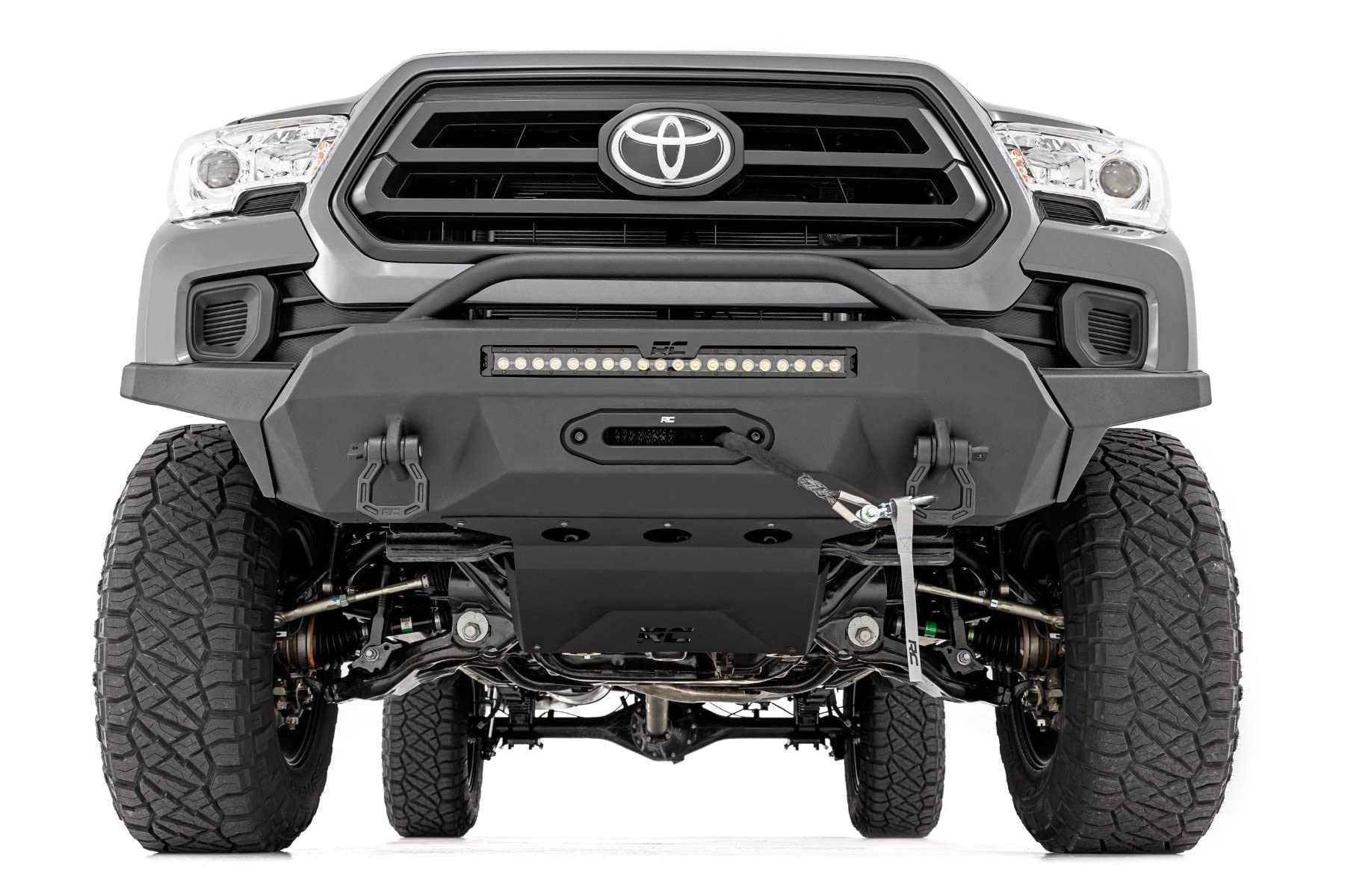 Rough Country High Clearance LED Front Bumper w/9500s for 16-22 Tacoma - 10728