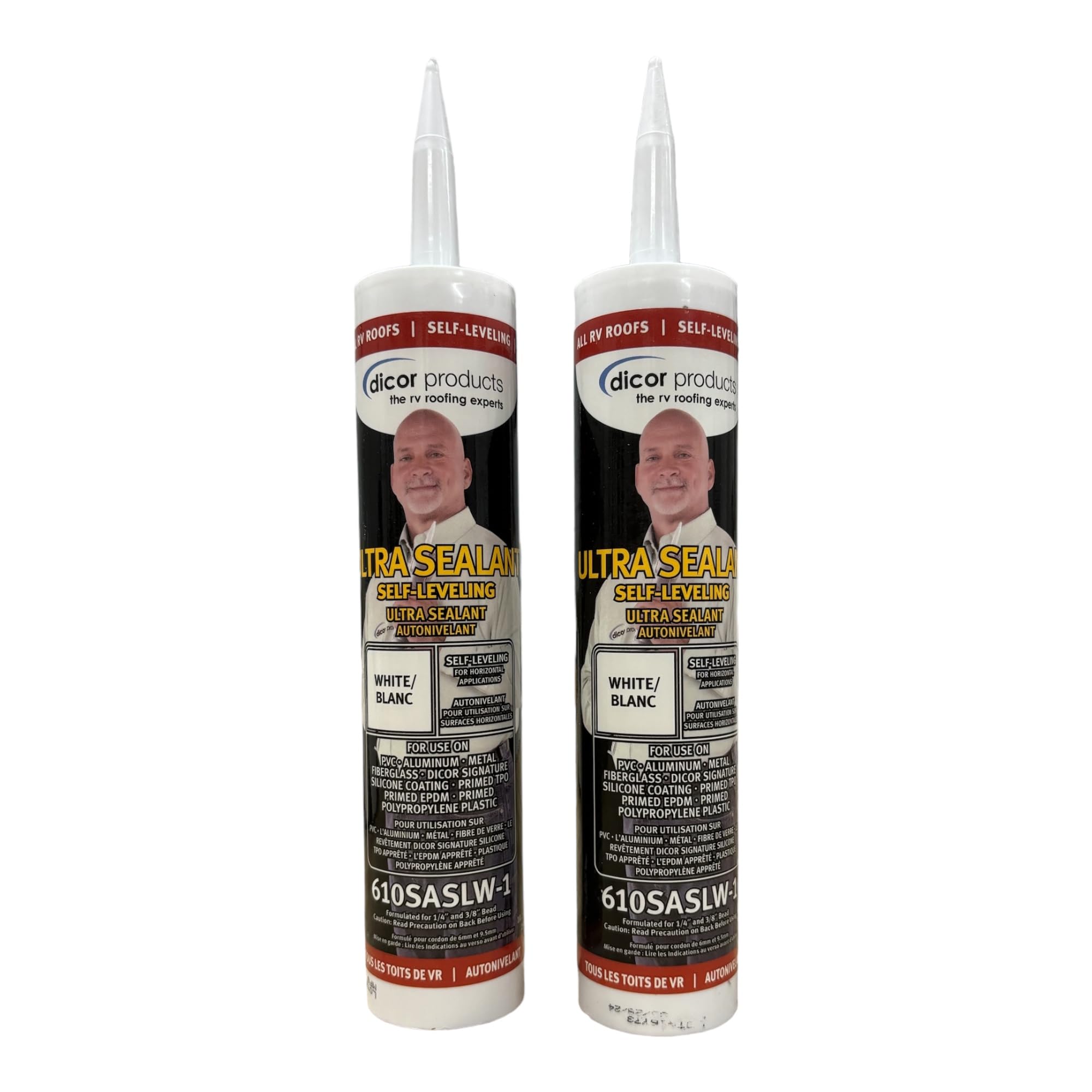 Ultra Sealant Dicor Products Self-Leveling (White) - Polypropylene Compatible, Water-Resistant Roof Sealant 2 Pack
