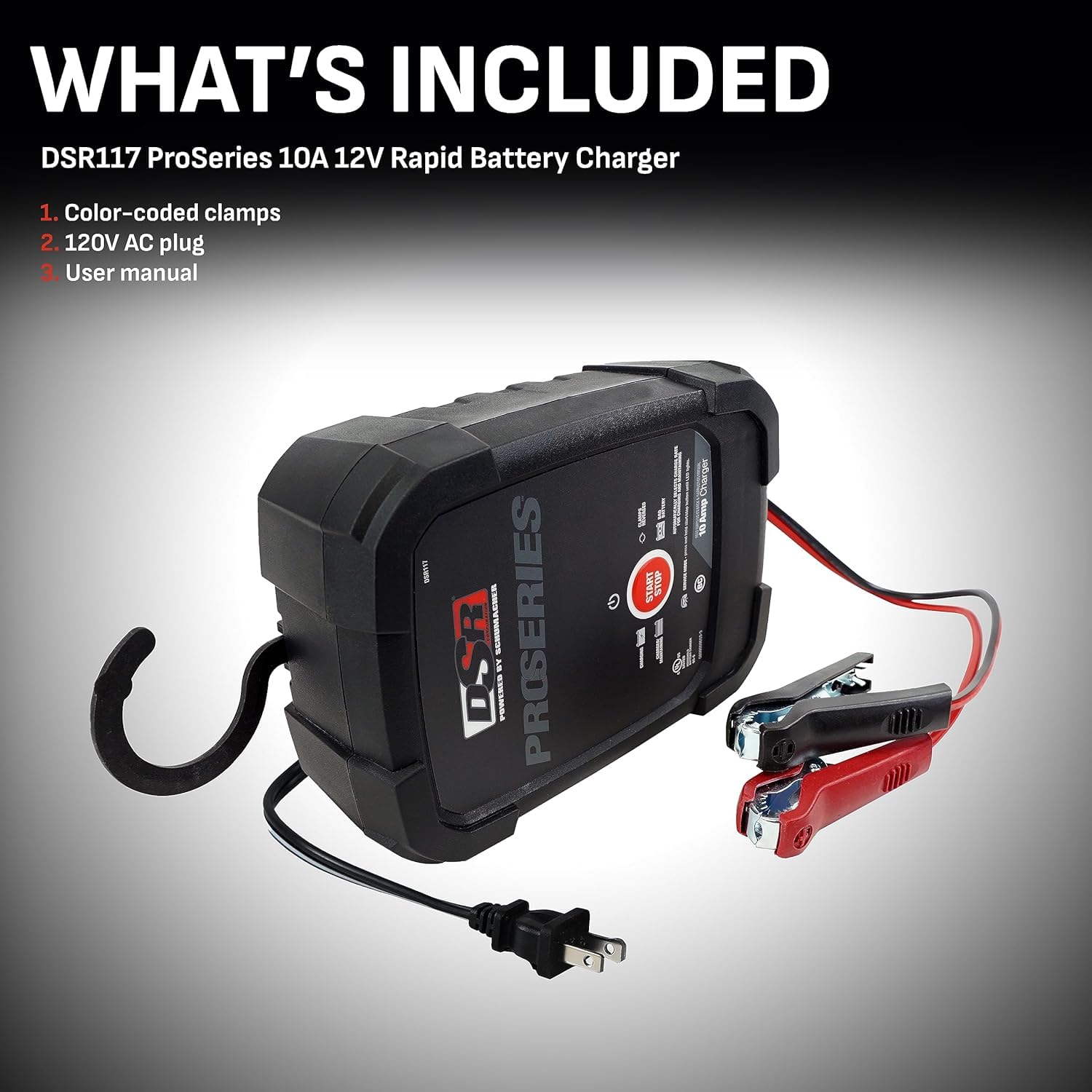 12V Schumacher Electric DSR Pro Series Battery Charger for Cars, Trucks & SUVs - Service-Mode & Reverse Hook-Up Protection - Microprocessor-Controlled - DSR117