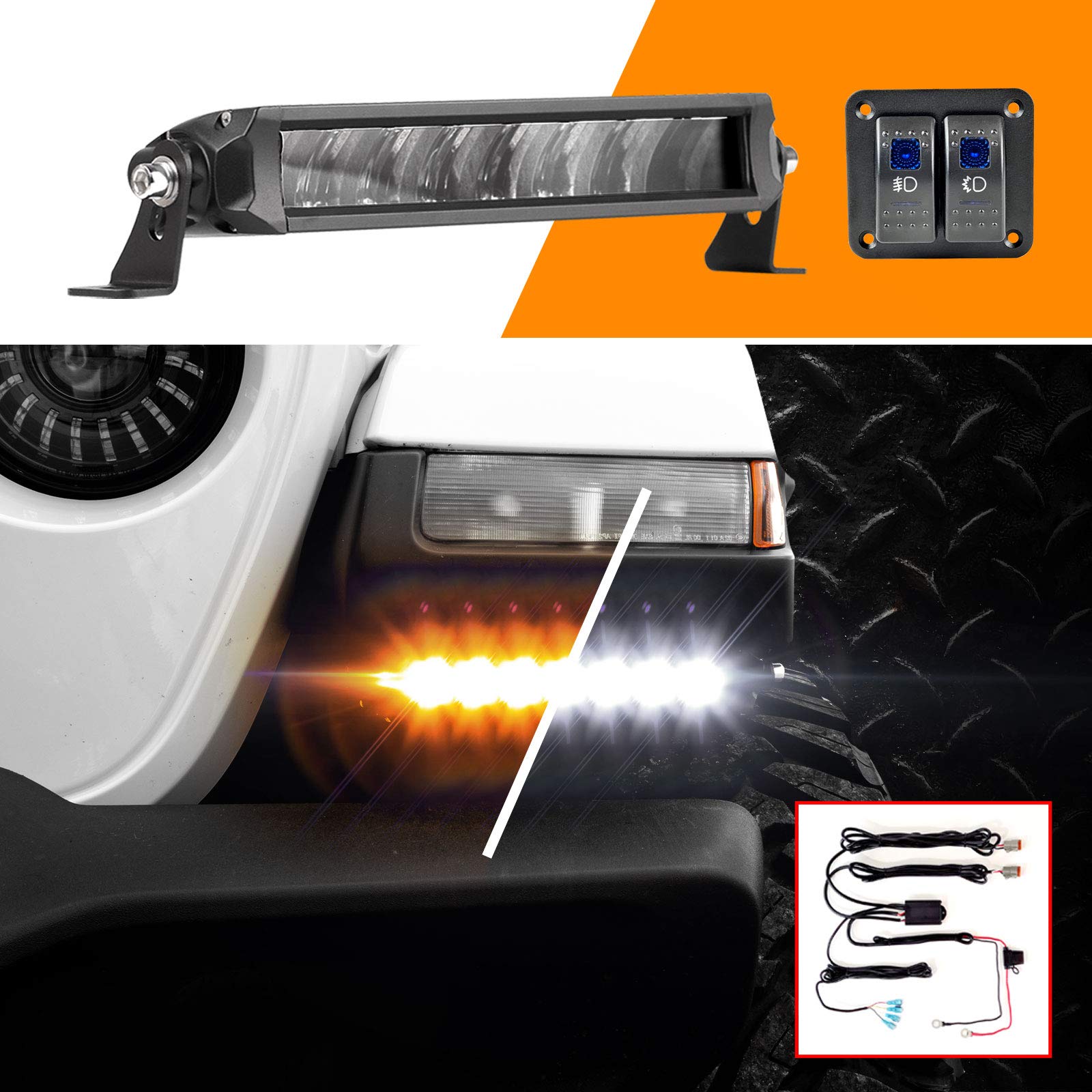 2nd Gen XKGLOW Razor Light Fog Strobe Combo With Wire & Switch 10in