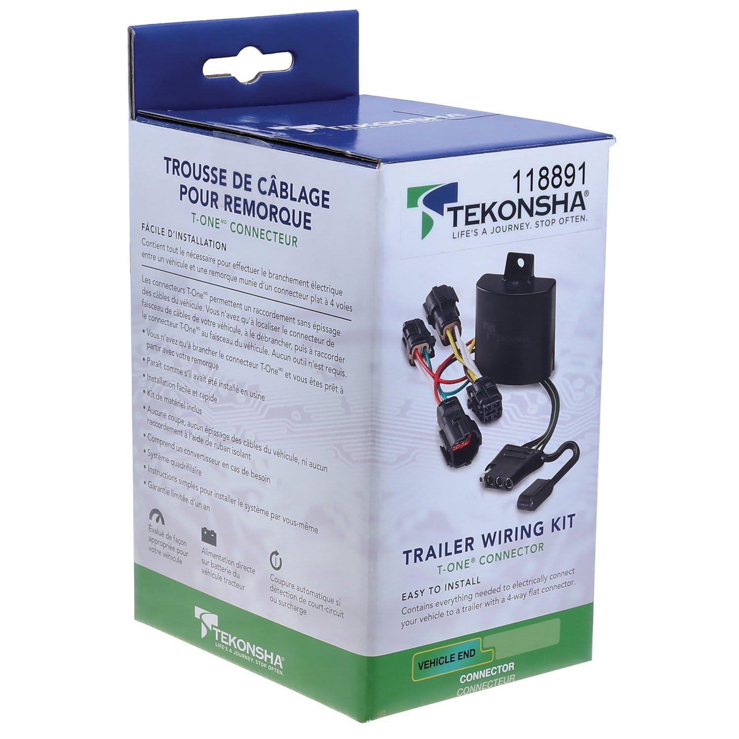 T-One Tekonsha 118891 Custom Harness, 4-Way Flat, w/Circuit Protected ModuLite HD Module, No Cutting or Splicing Required, Weather Resistant