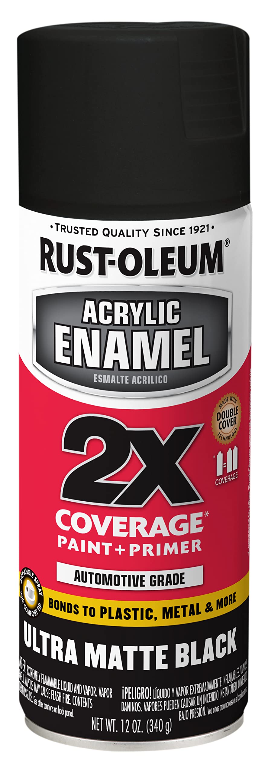 Acrylic Enamel Rust-Oleum 372699 2X Spray Paint, 12 oz, Ultra Matte Black (Pack of 1)