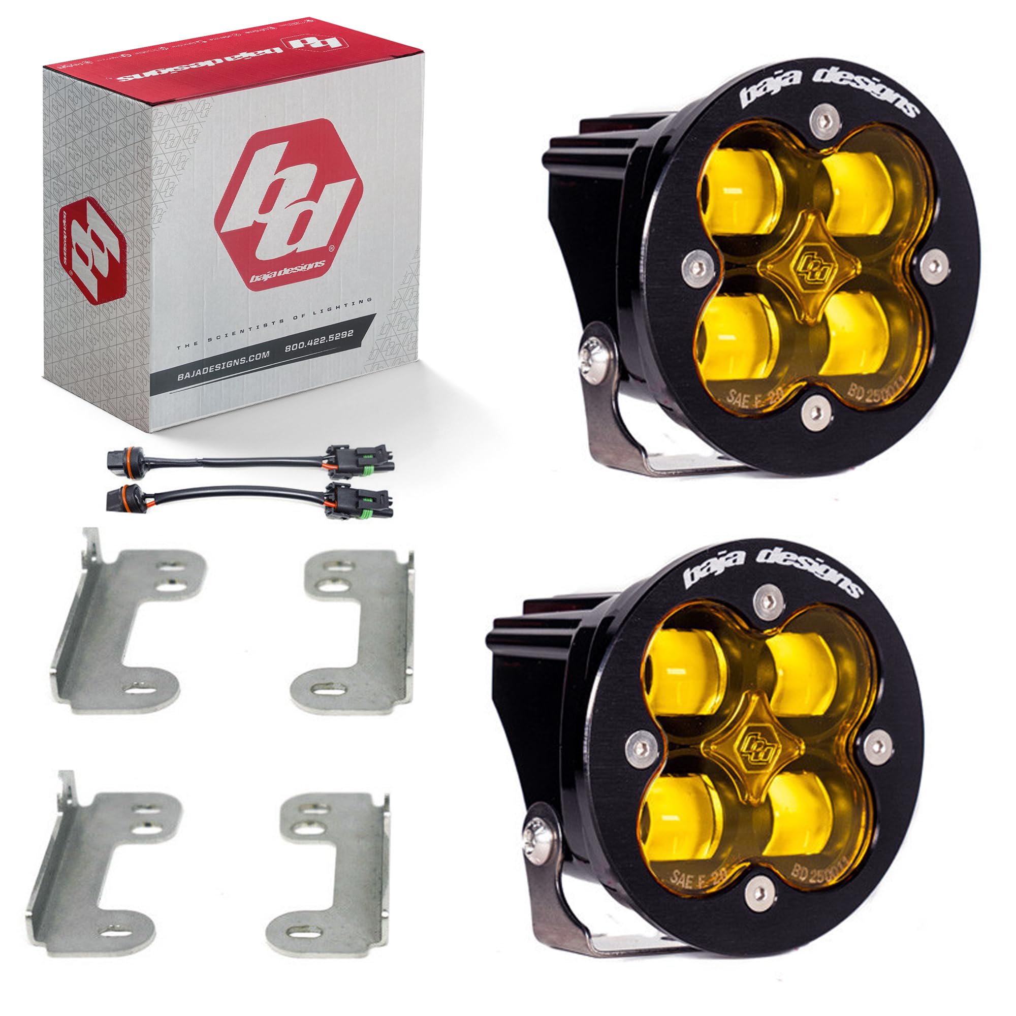 Baja Designs Fog Pocket LED Light Kit Squadron-R fits Jeep Wrangler JK 2007-09 for Standard OEM Bumper (Amber)