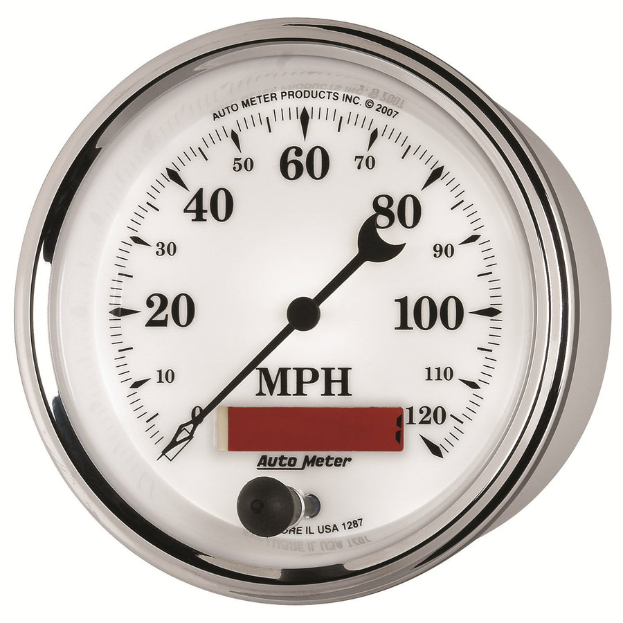 Auto Meter 1287 3-3/8" Old Tyme White II 120 mph Electric Programmable Speedometer Gauge