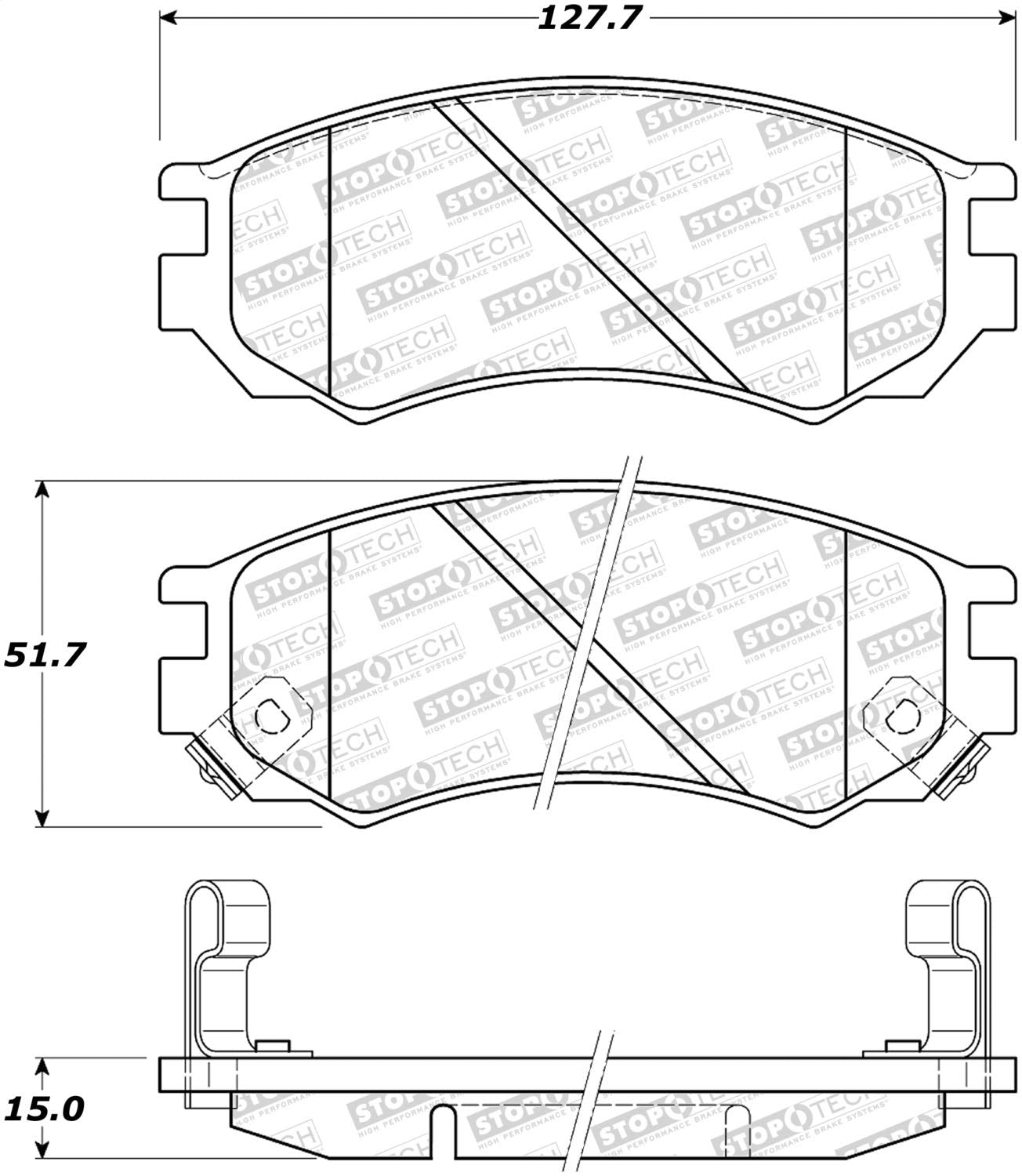 Front StopTech 308.05490 Brake Pads with Shims and Hardware Street