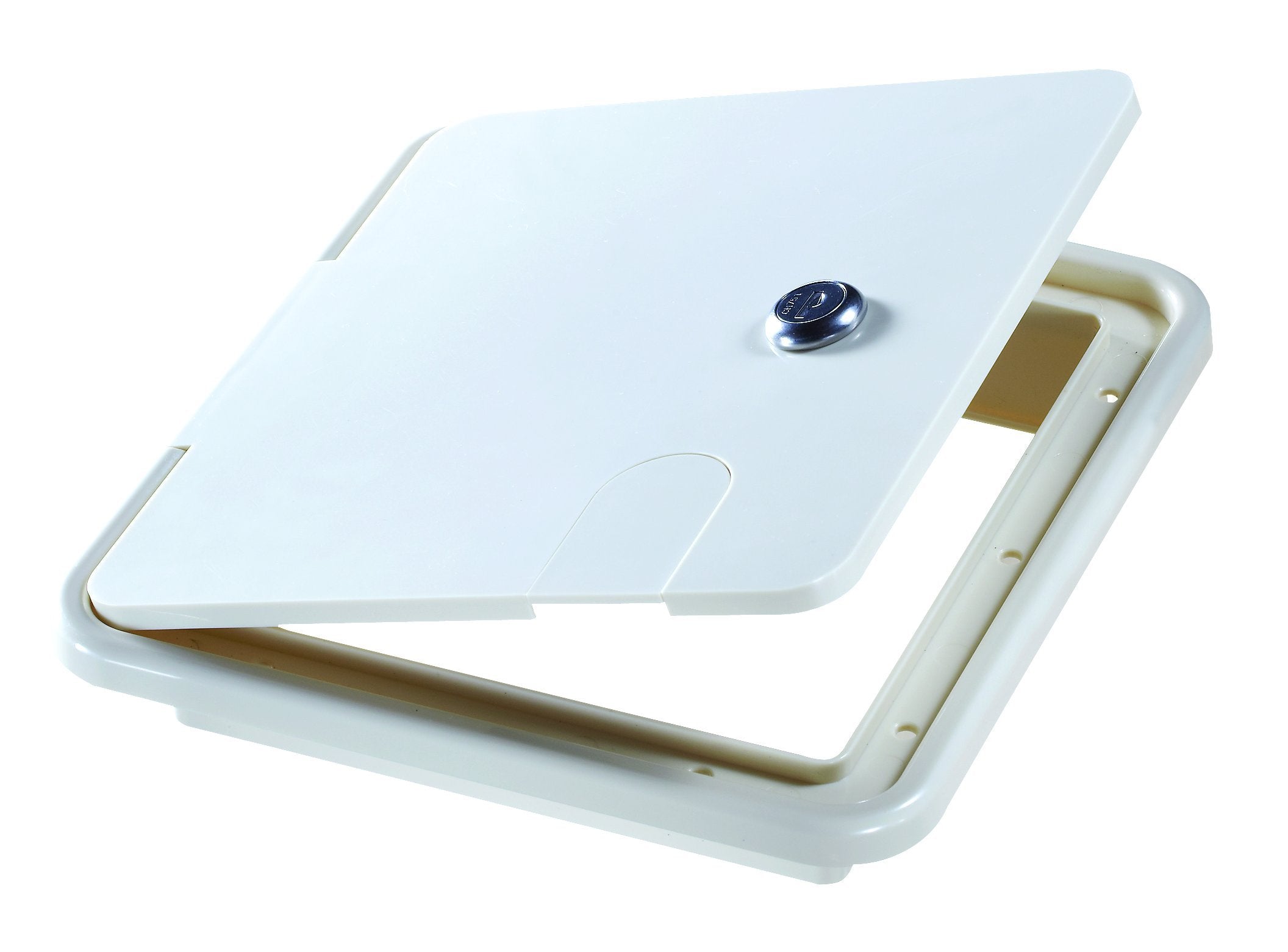 Locking Electrical Cable Hatch RV Designer B152, 8.5 inch x 8 inch x 1.5 inch, Polar White