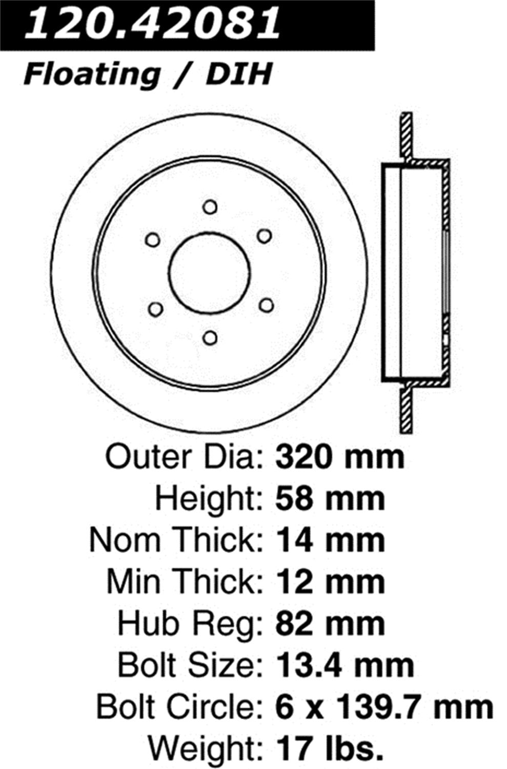 StopTech Sport 128.42081R Cross Drilled Brake Rotor (Rear Right), 1 Pack