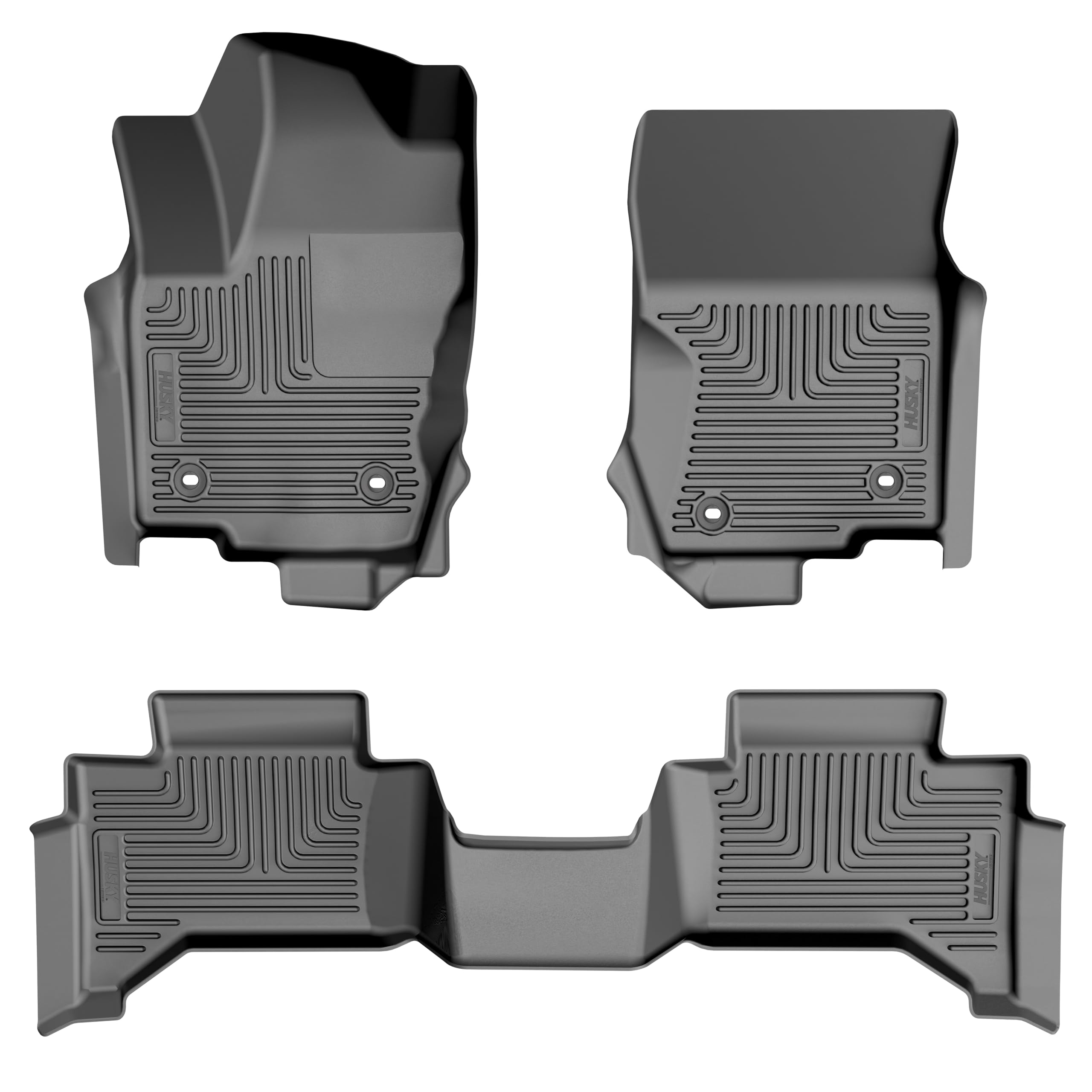 Husky Liners Floor Mats Weatherbeater | Fits 2024-2025 Lexus GX550: 2024-2025 Toyota Land Cruiser (Fits Models Without Cool Box Console) | Front & 2nd Row, 3-pc Black - 99861