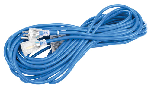 W2257 Performance Tool 50 FT 16GA Blue Extension Cord, PT Power, All-Weather, Cold Weather, 125V 13A, cETL listed