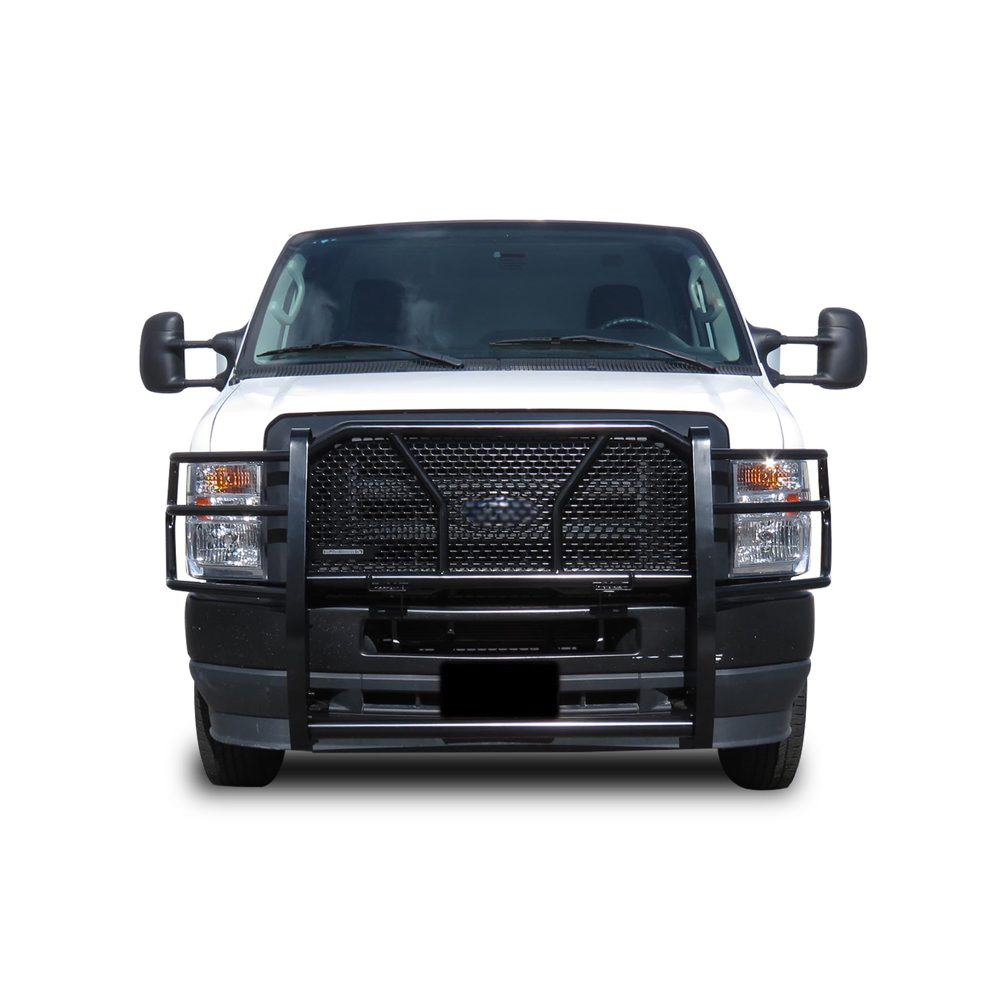 Heavy Duty Black Horse Rugged Grille Guard Modular Black Compatible with 2015-2025 Ford E-350/2015-2025 Ford E-450 -RU-FO350-B