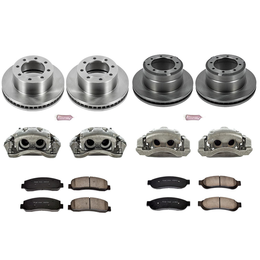 Power Stop KCOE4033 Replacement Autospeciality Front and Rear Caliper Kit- OE Rotors, Ceramic Brake Pads, Calipers For Ford F-350 Super Duty 2005-2010 [Model Specific]