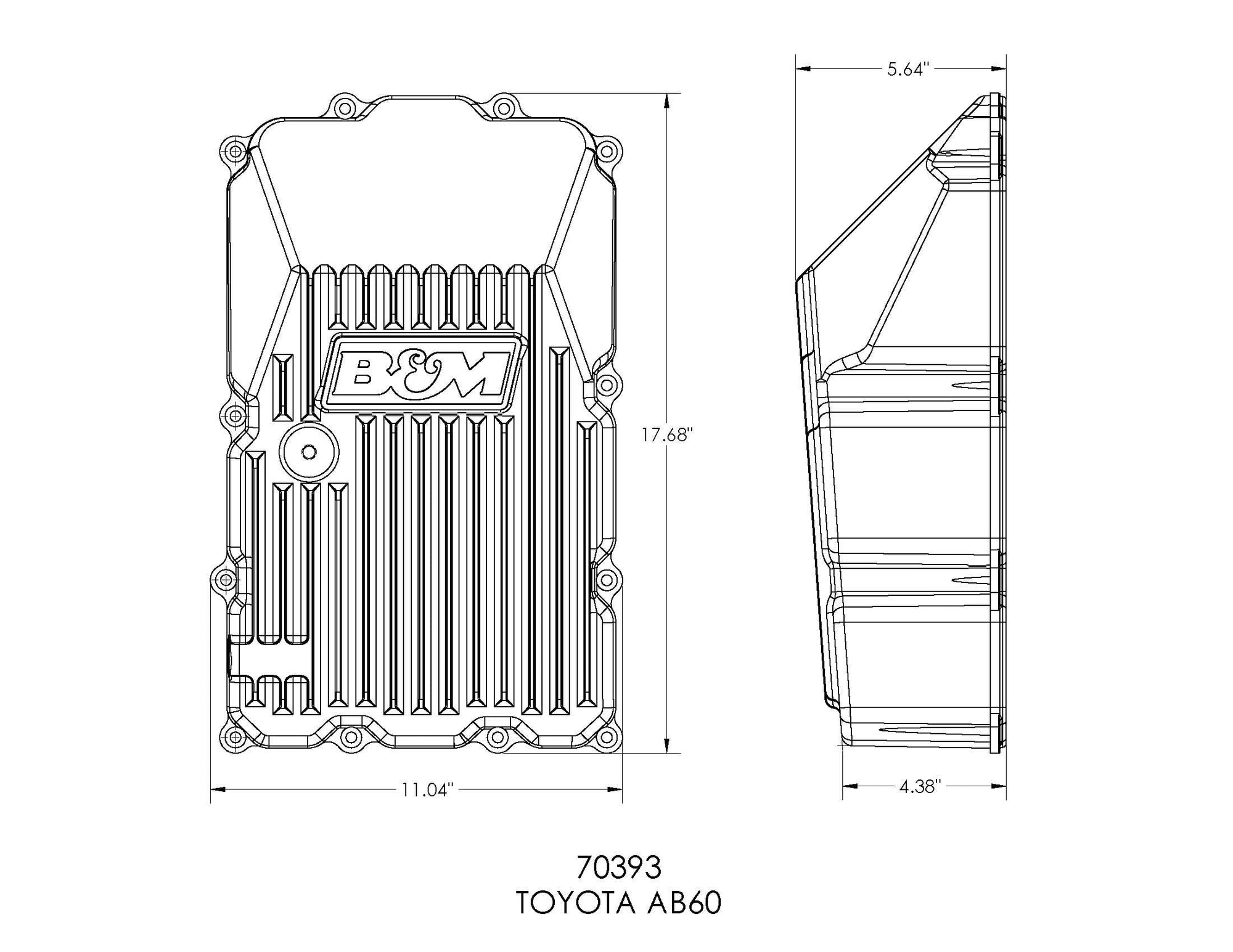 Hi-Tek B&M 70393 Deep Transmission Oil Pan - Black anodized Finish - Each