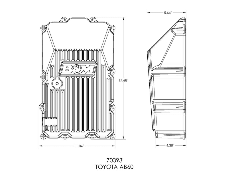 Hi-Tek B&M 70393 Deep Transmission Oil Pan - Black anodized Finish - Each
