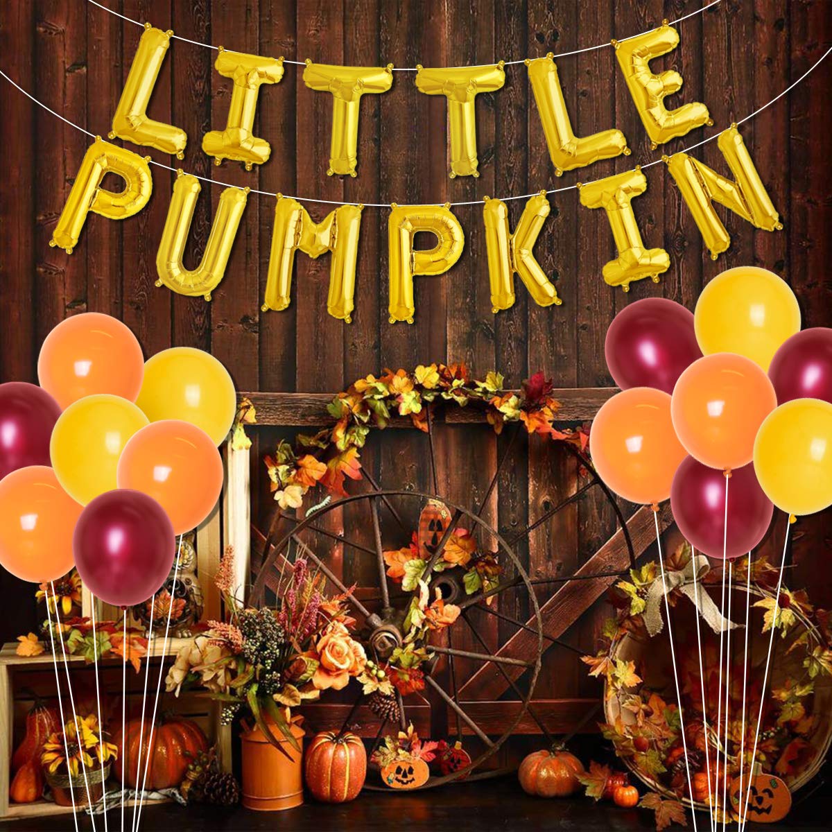 Baby Shower Decorations Little Pumpkin, 1st Birthday Party Decoration Balloons Banner for Thanksgiving Fall Theme Gender Reveal Decorations