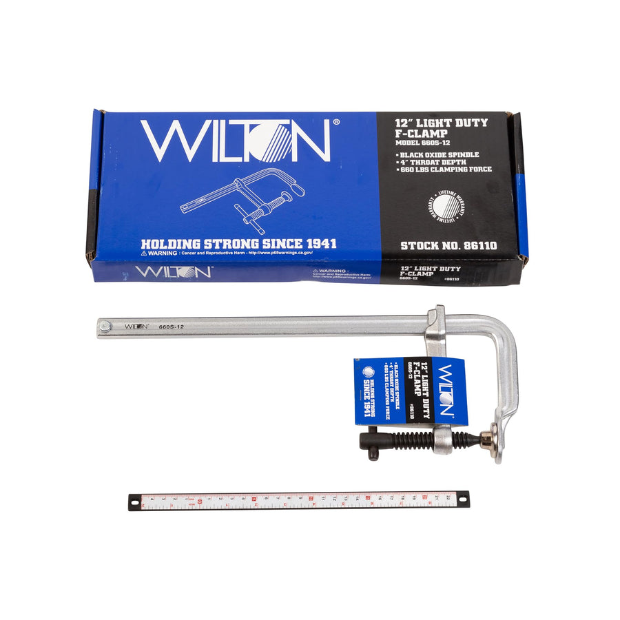 Wilton F-Clamp Light-Duty, 12" Opening, 4" Throat, 660 Lbs. Clamping Force (Model 660S-12)