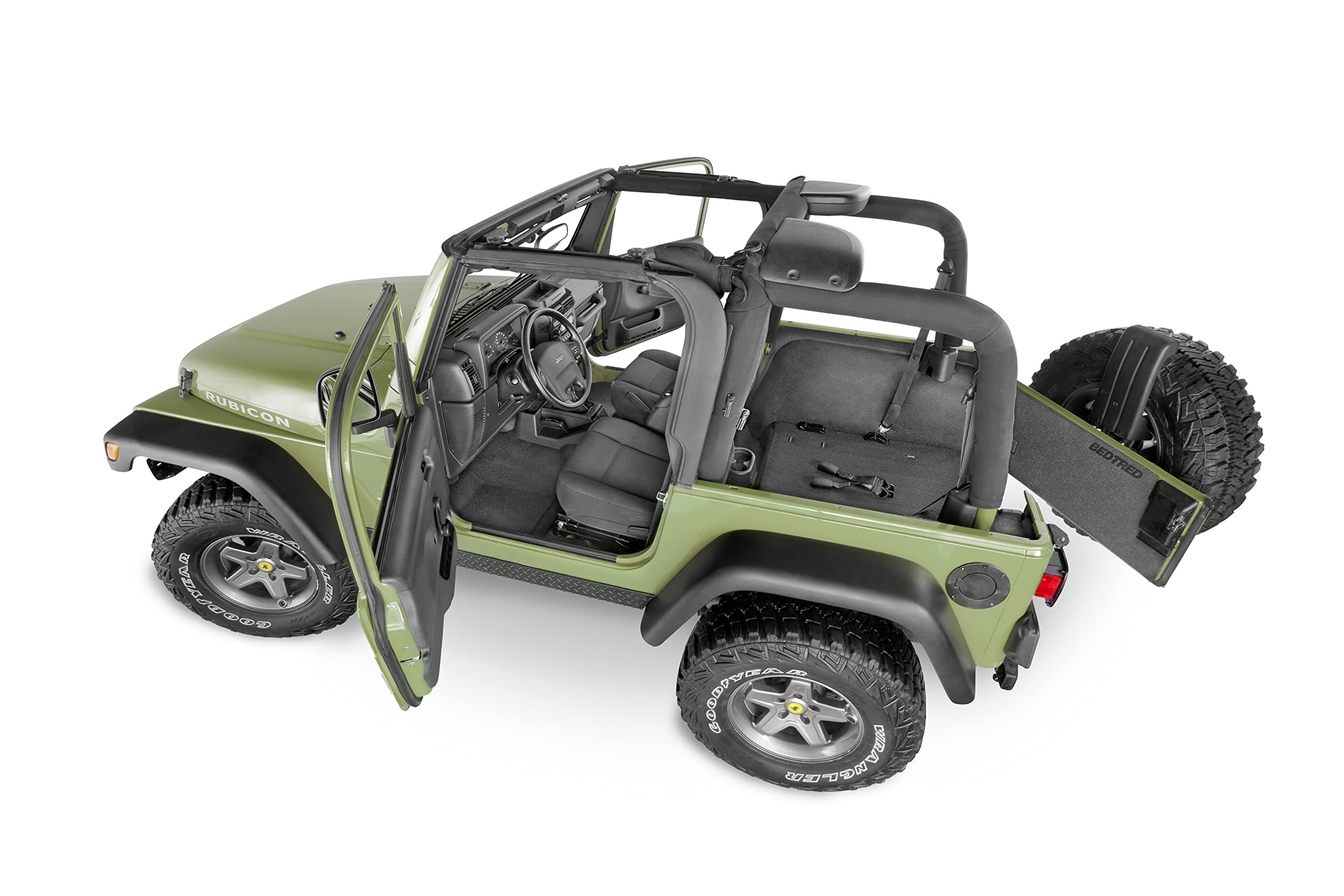 Jeep Cargo Kit - Bedrug | 1997 - 2006 Jeep Wrangler TJ, Cargo Liner w/ Tailgate Liner | Grey - 4 pc. | BRTJ97R