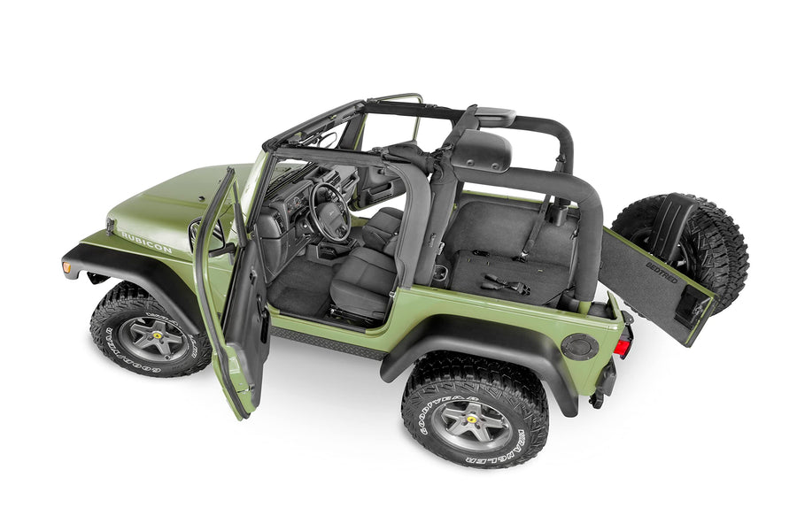 Jeep Cargo Kit - Bedrug | 1997 - 2006 Jeep Wrangler TJ, Cargo Liner w/ Tailgate Liner | Grey - 4 pc. | BRTJ97R