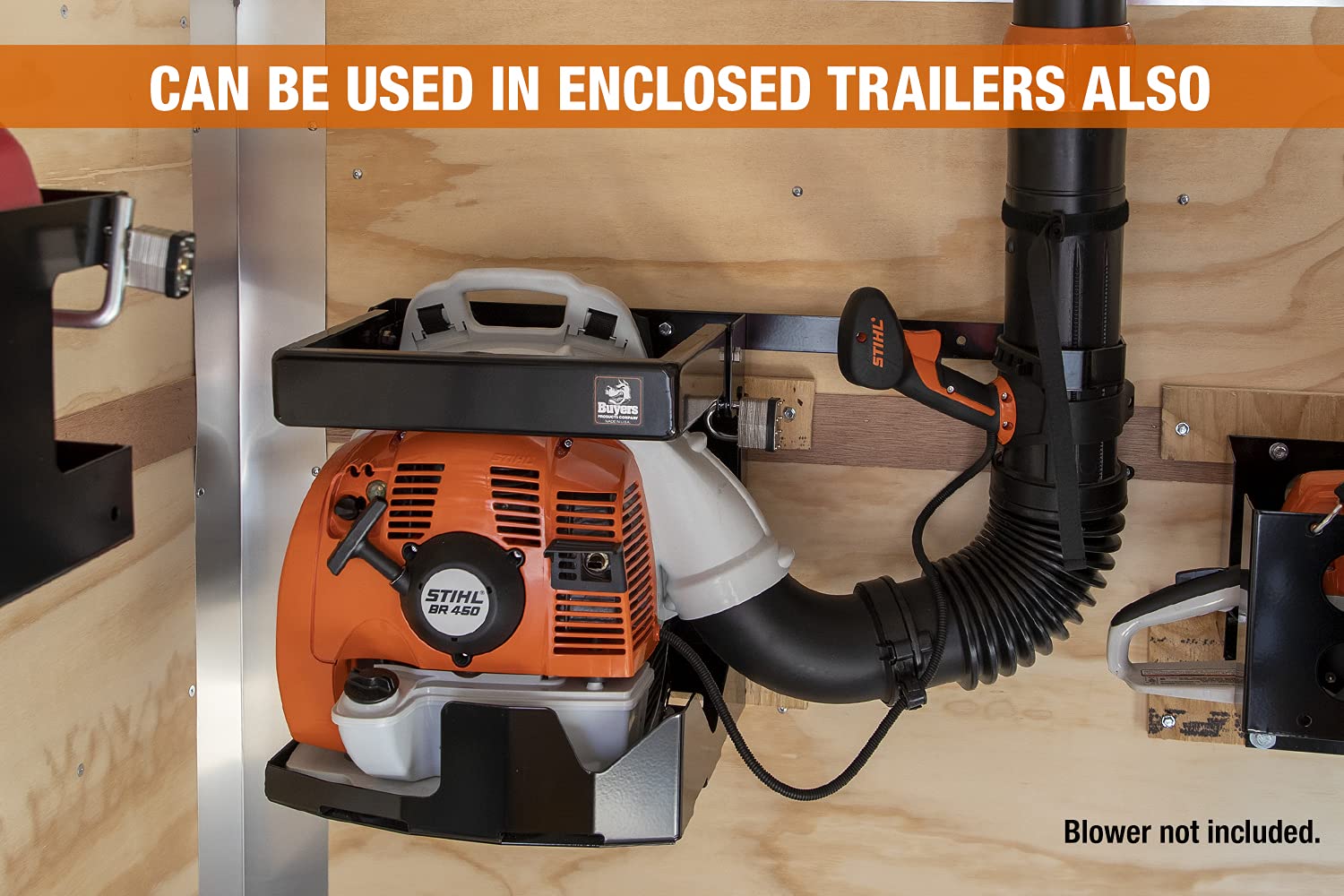 Buyers Products Universal Lockable Backpack Blower Rack For Open & Enclosed Landscape Trailers, Quick Bolt-On Application, Adjustable Height To Fit All Blower Makes & Models, Made In The USA