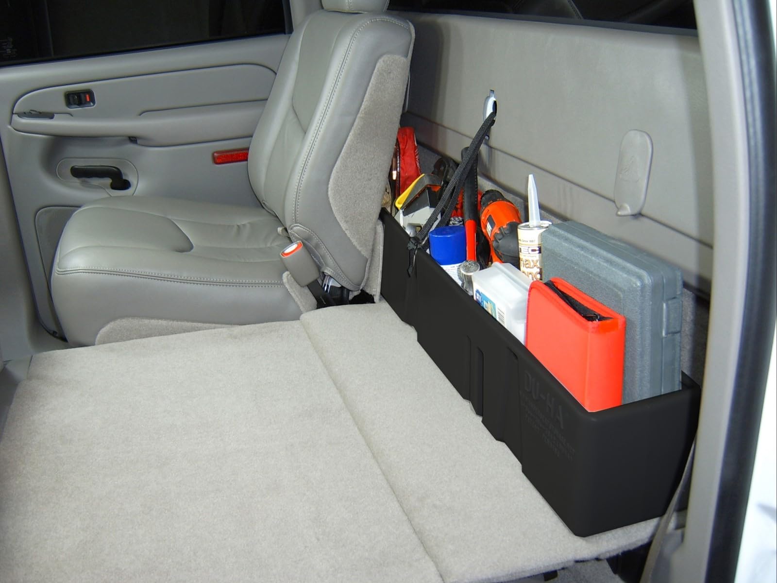 Behind-The-Seat DU-HA Storage Unit fits 00-07 Chevy Silverado/GMC Sierra 1500HD 2500HD 3500HD Crew Cab | Black Heavy-Duty Back Seat Organizer | 10013