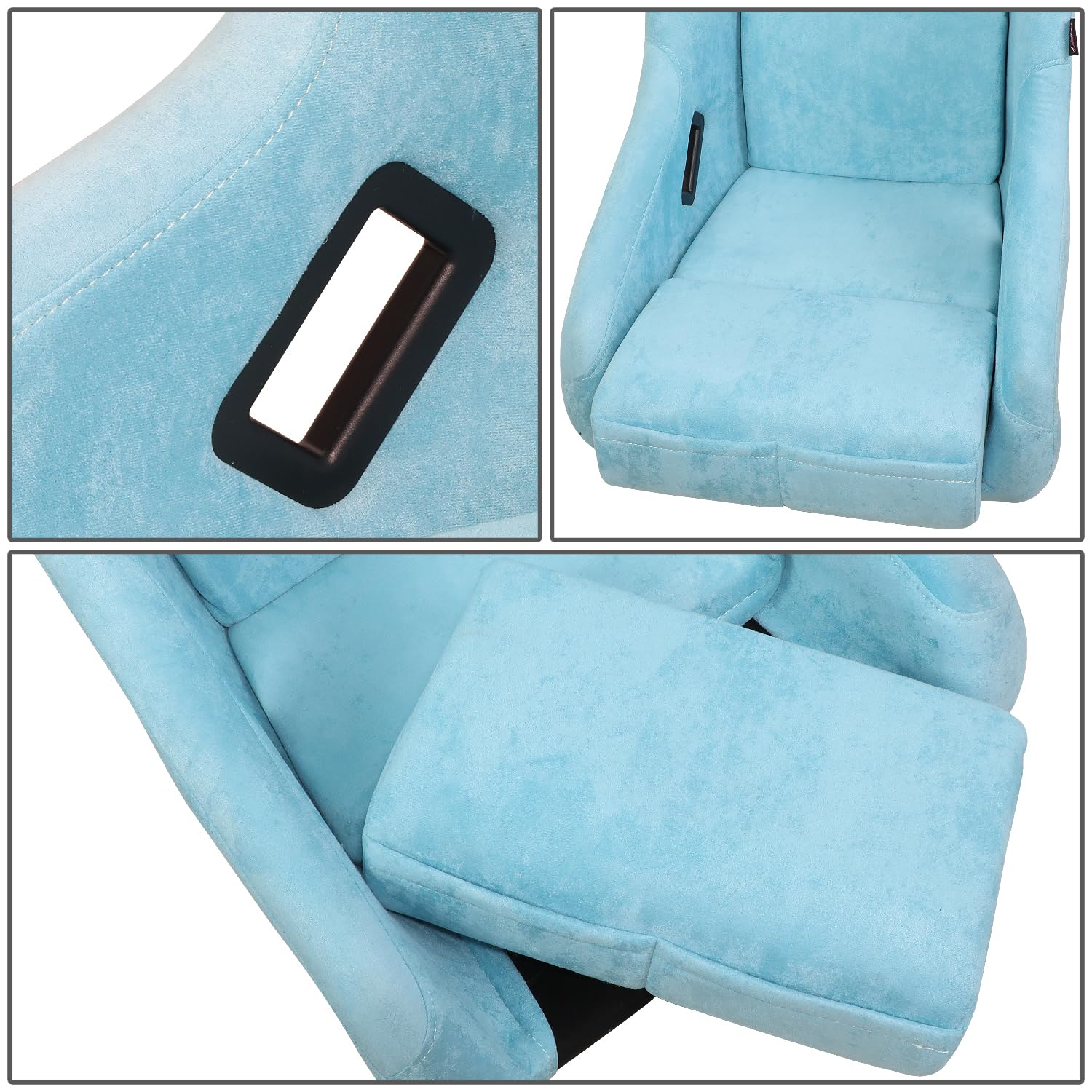 NRG Innovations FRP Bucket Seat NRG-FRP-303TL-ULTRA Teal Vegan Microfiber Material with Grey Pealized Back Plus Phone Pockets. (Medium)