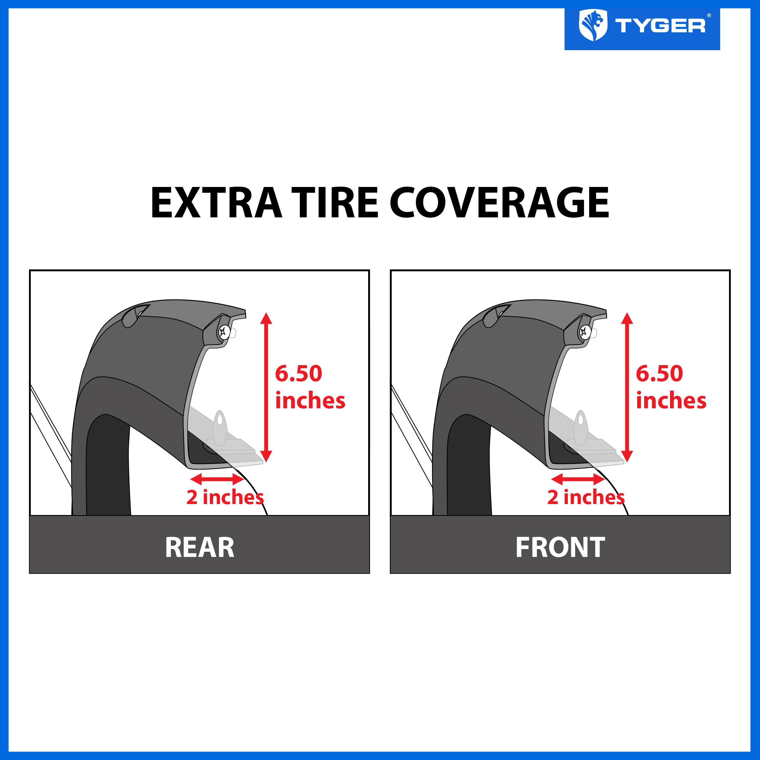 Tyger Auto Fender Flare 2008-2010 Compatible with Ford F-250 F-350, Smooth Textured Black Paintable Bolt-Riveted Style 4pc | TG-FF8F4688