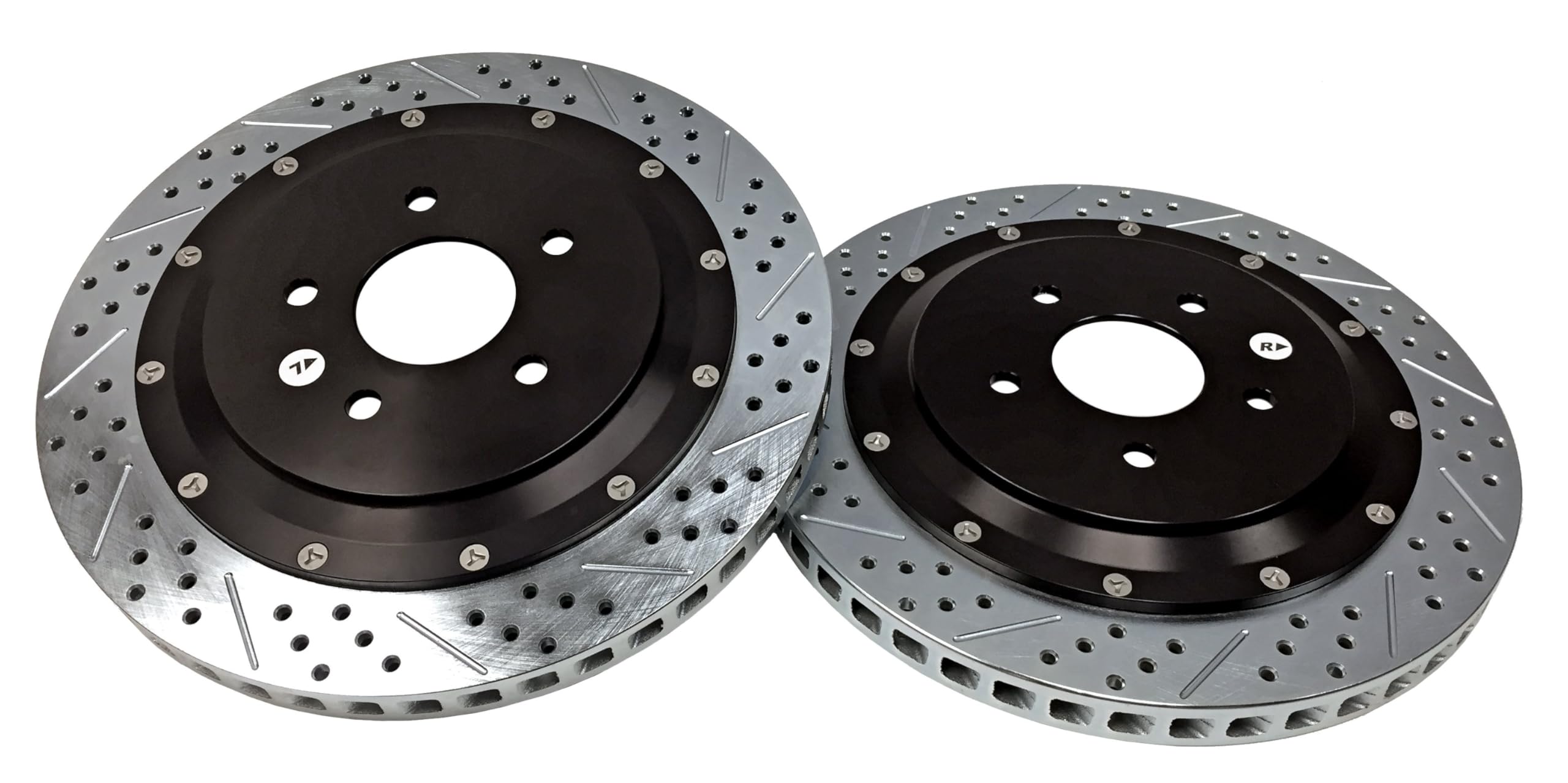 Rear Baer Brakes 2302021 EradiSpeed+ Slotted Drilled Zinc Plated 2-piece Brake Rotors