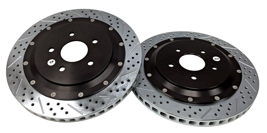 Rear Baer Brakes 2302021 EradiSpeed+ Slotted Drilled Zinc Plated 2-piece Brake Rotors