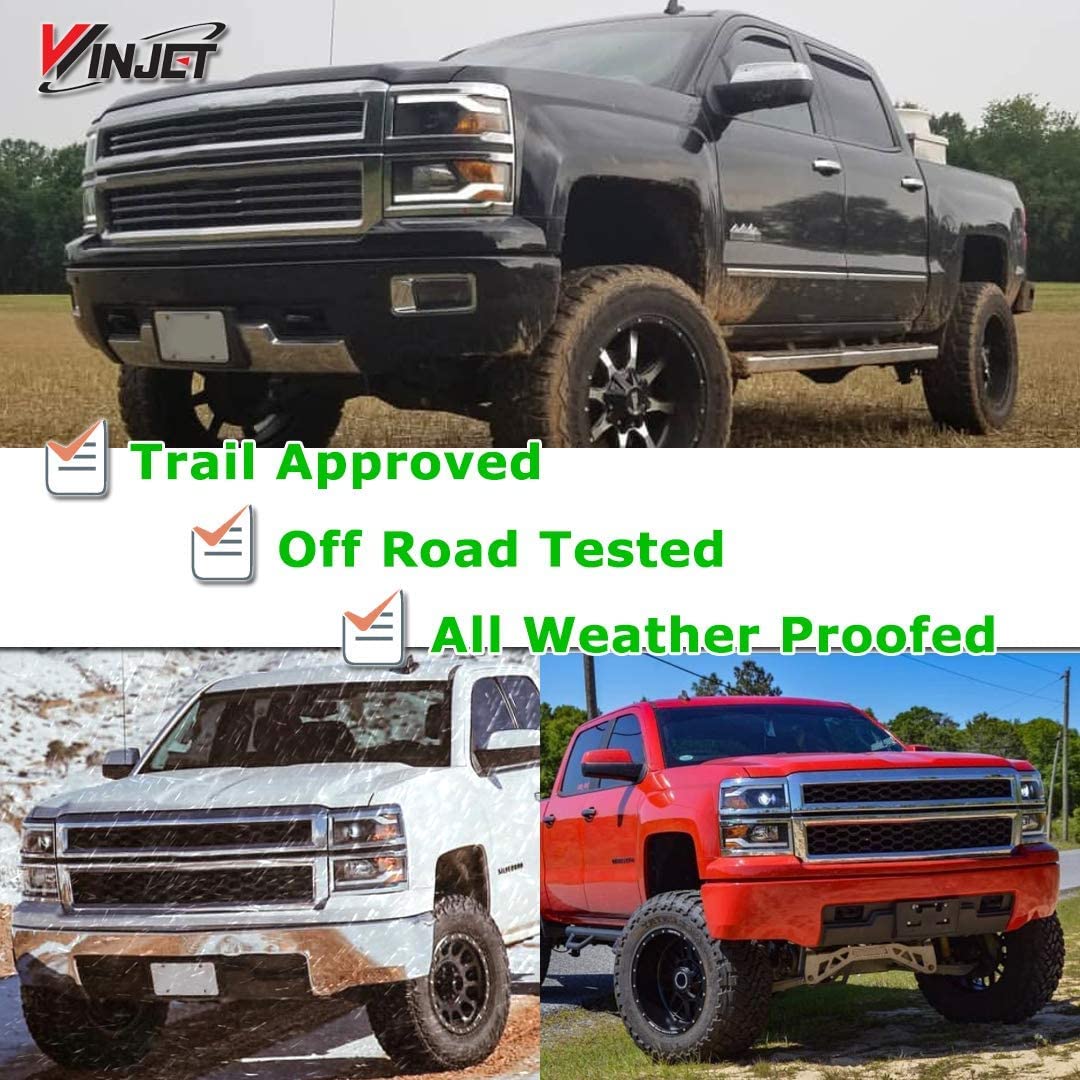 LED DRL Bar Projector Headlights Compatible with [2014-2015 Chevrolet Silverado 1500] Winjet