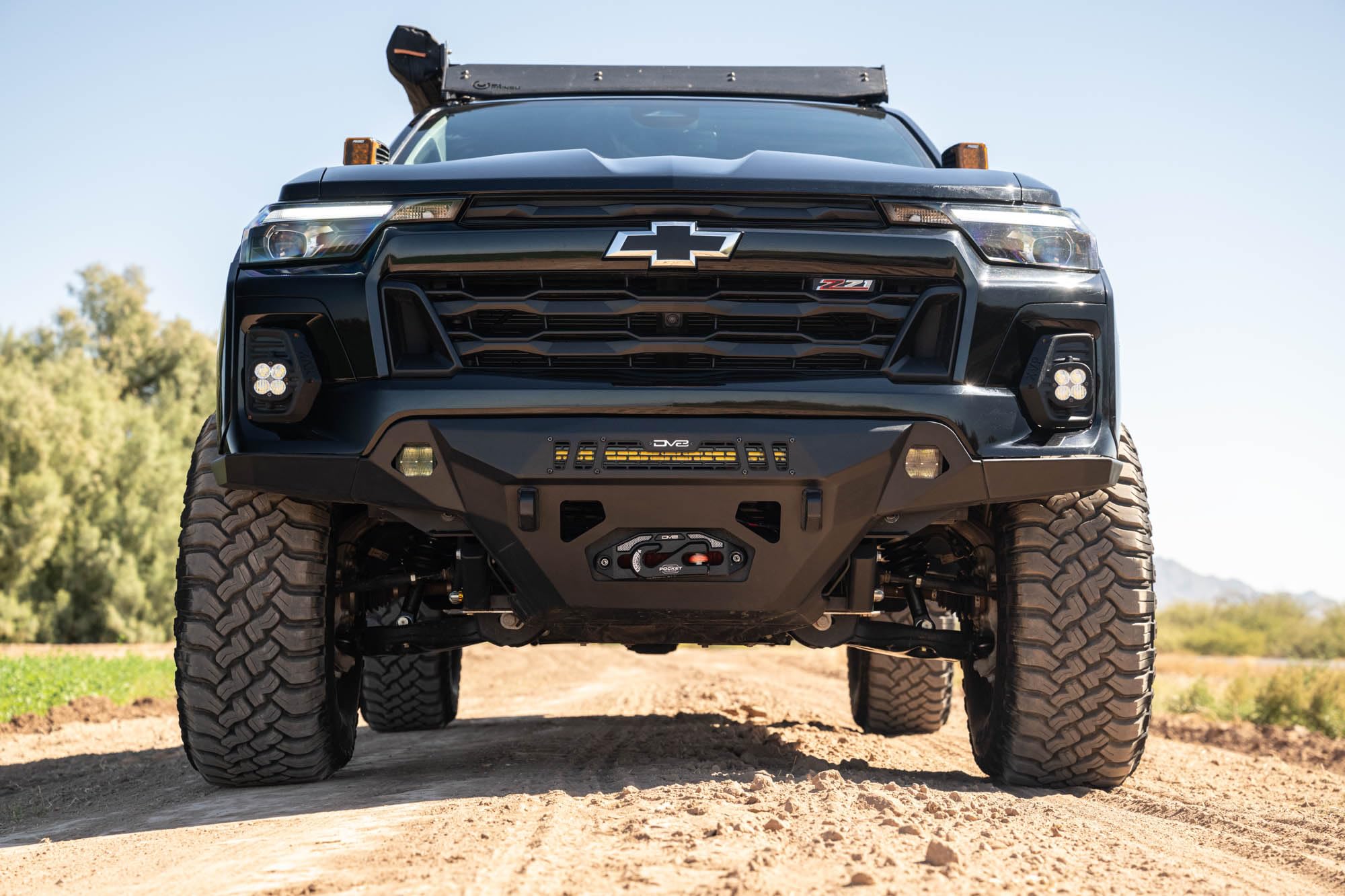 Offroad DV8 Spec Series Front Bumper for 2023-2024 Chevy Colorado | Heavy-Duty Winch Mount | 20" Dual or Single Row Light Bar Mount | (2) 3" Pod Light Mounts | Pair of D-Ring Mounts | Powder Coated