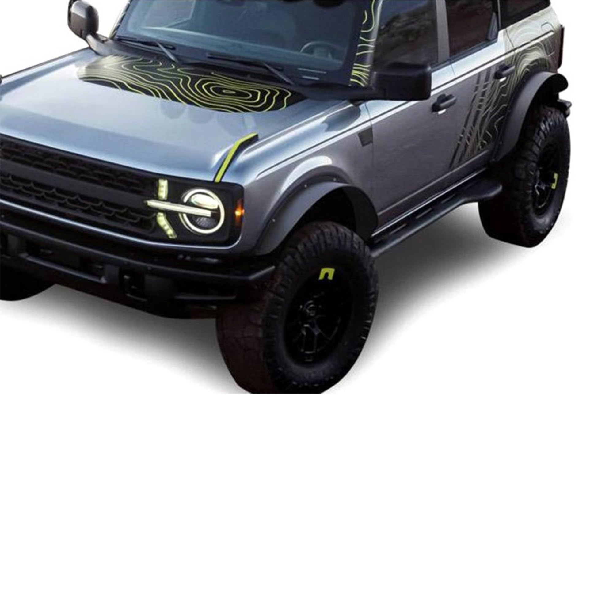 Fender Flares Black Horse Smooth Pocket Style Black Compatible with 2021-2023 Ford Bronco Sport-FF-FBS21SM