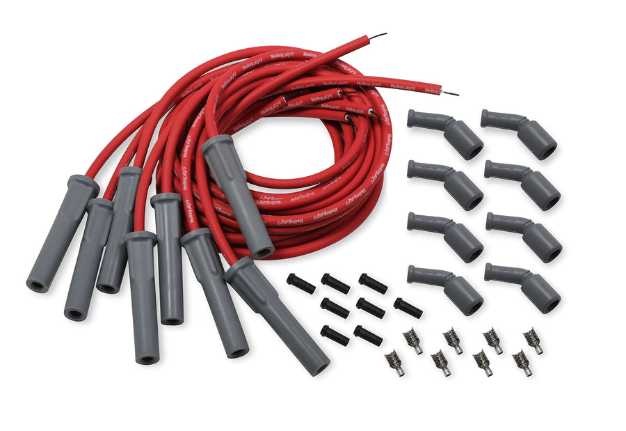 LS Spark Plug Wire Set Holley EFI 561-112 - Cut to Fit - Red with Gray 135 Degree Boots